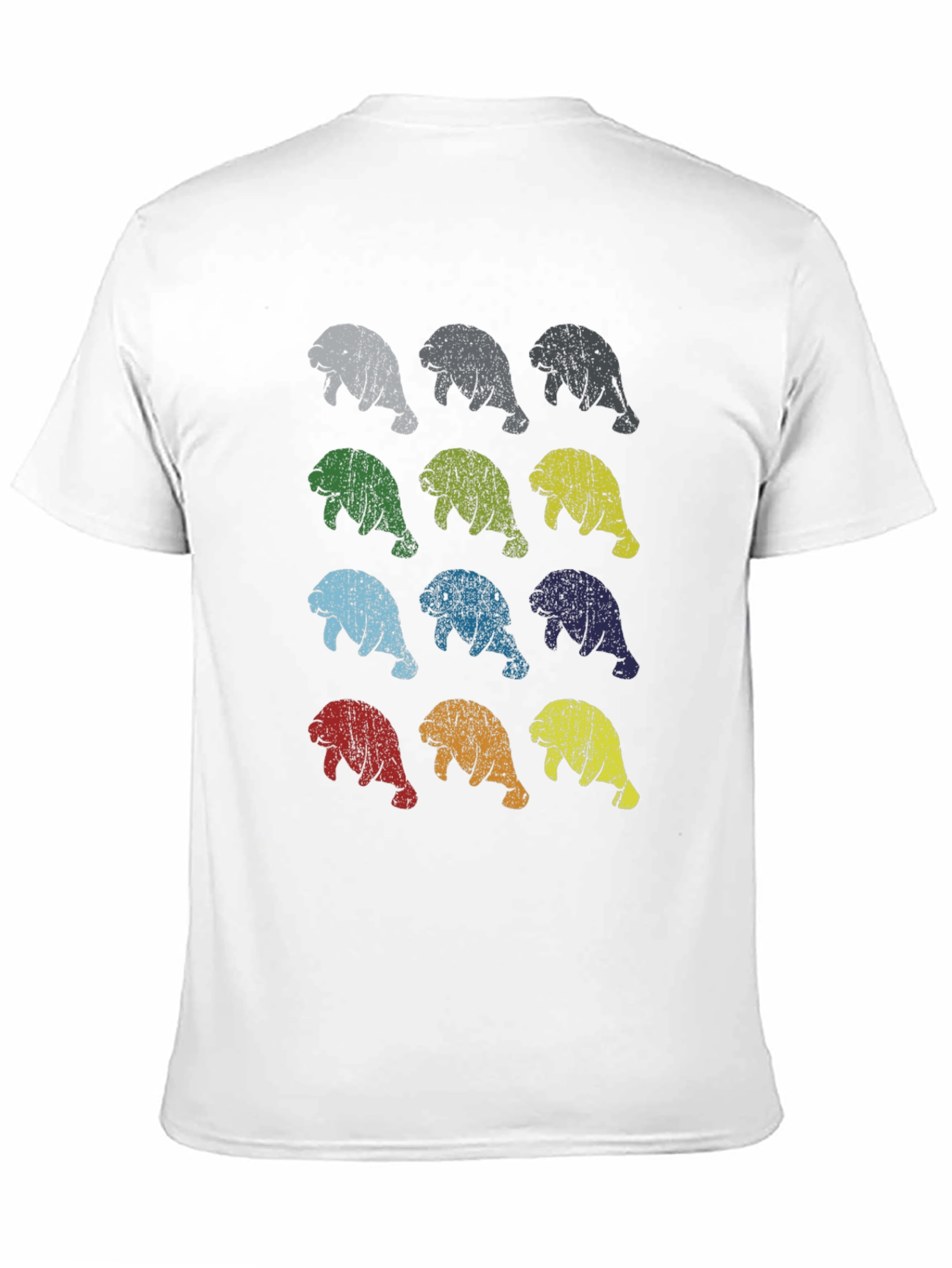 Retro Manatee Print Crew Neck T-Shirt