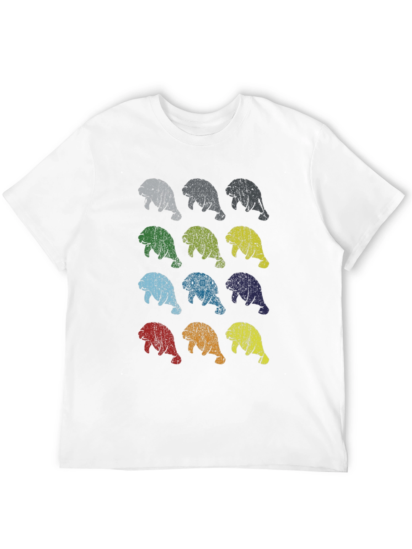 Retro Manatee Print Crew Neck T-Shirt