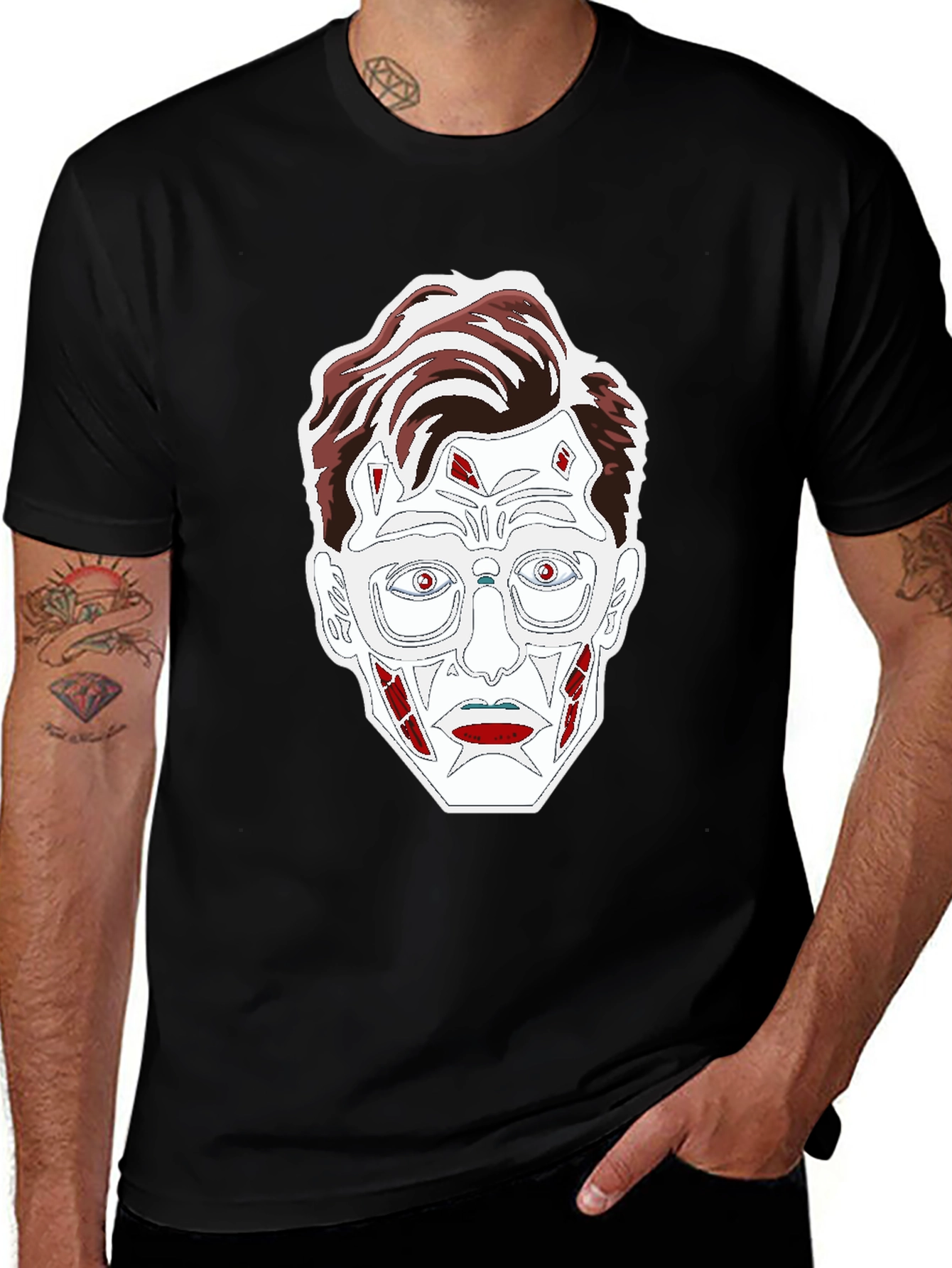 Graphic Print T-Shirt - Striking Zombie Face Design