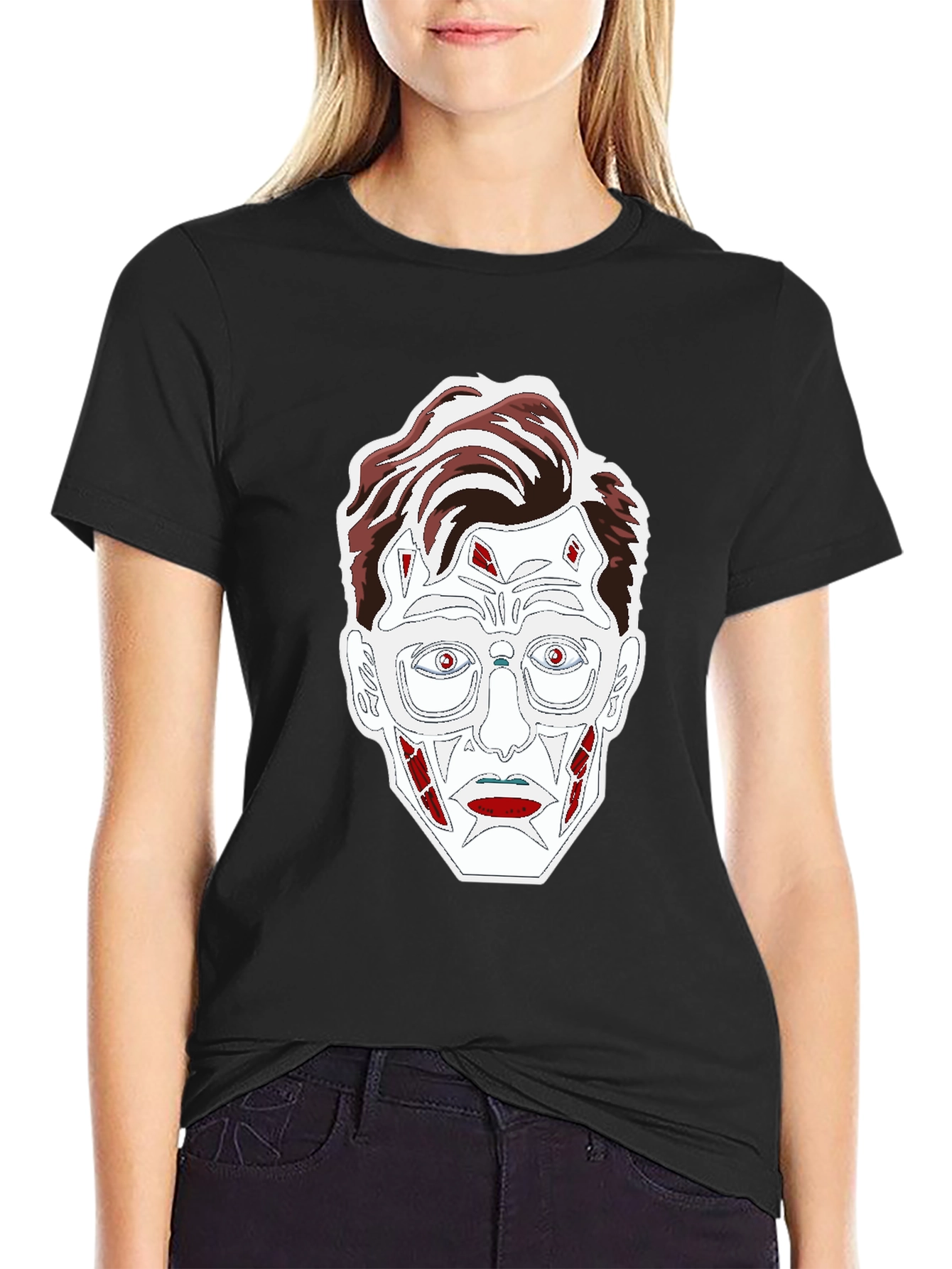 Graphic Print T-Shirt - Striking Zombie Face Design