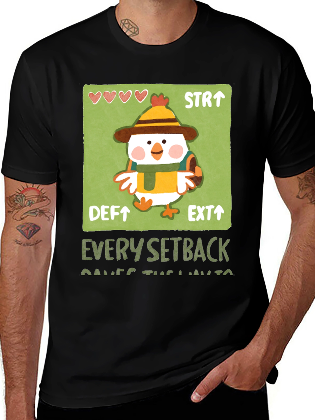 Chicken Game Character Graphic T-Shirt