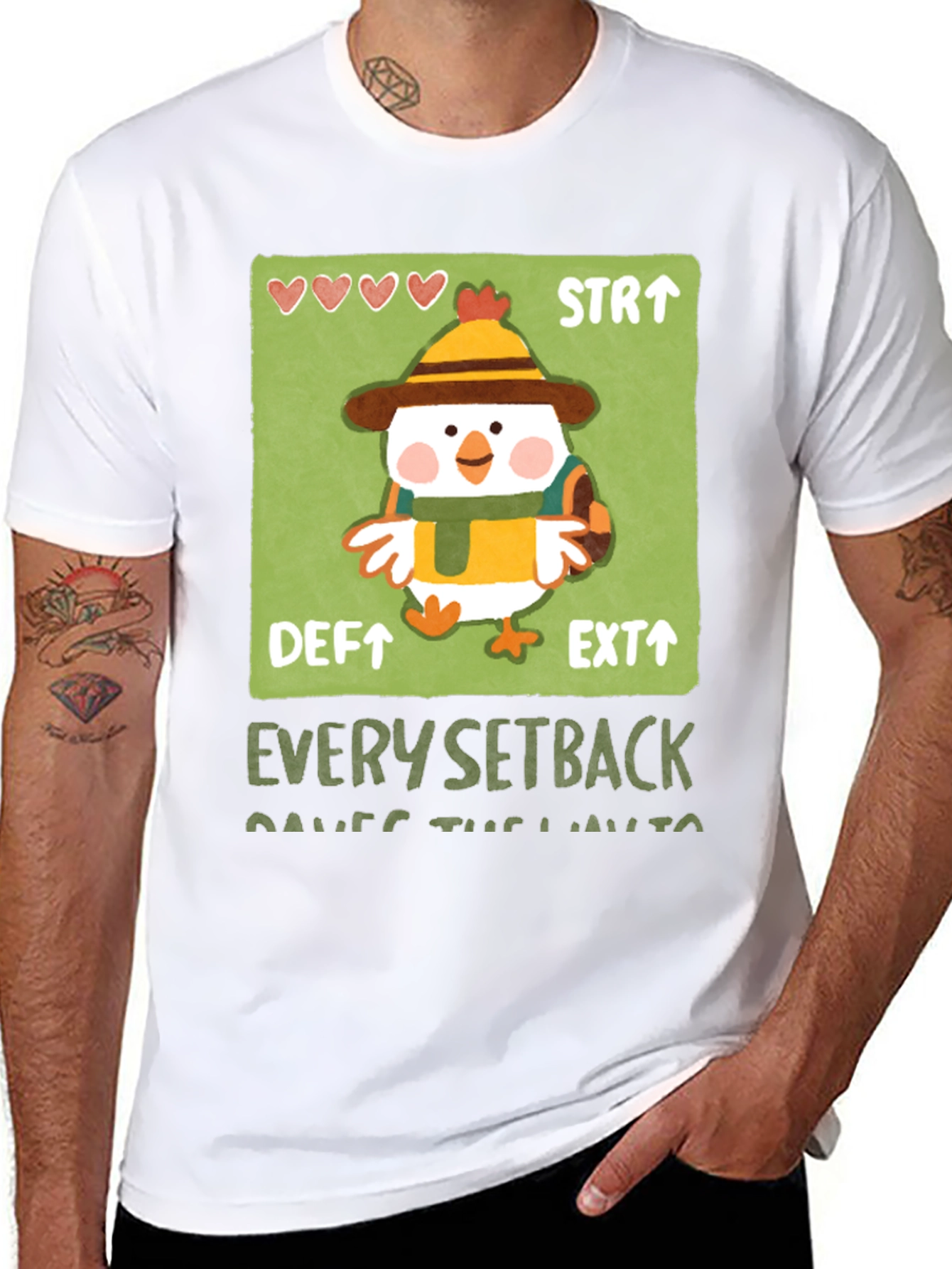 Chicken Game Character Graphic T-Shirt