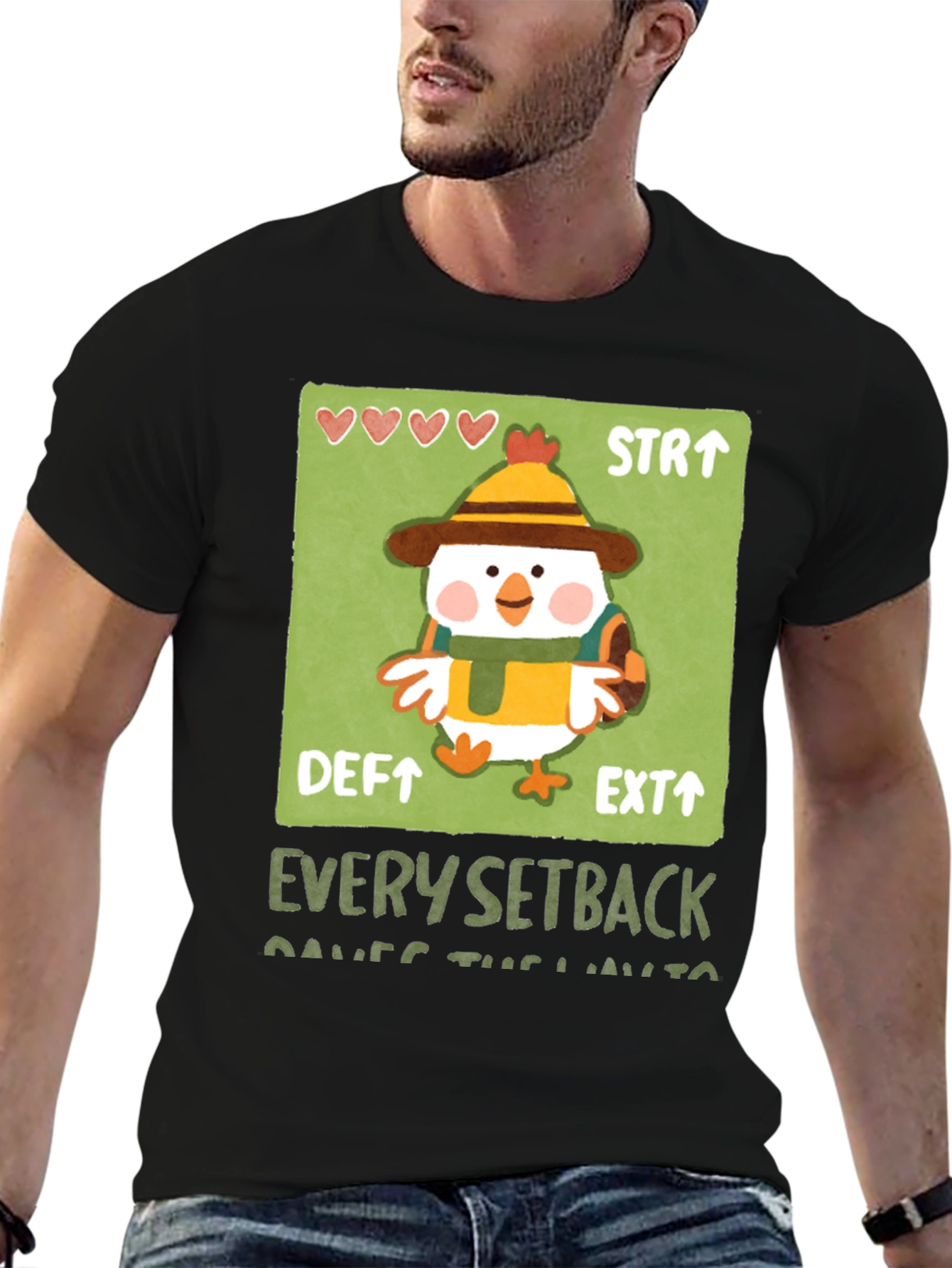 Chicken Game Character Graphic T-Shirt