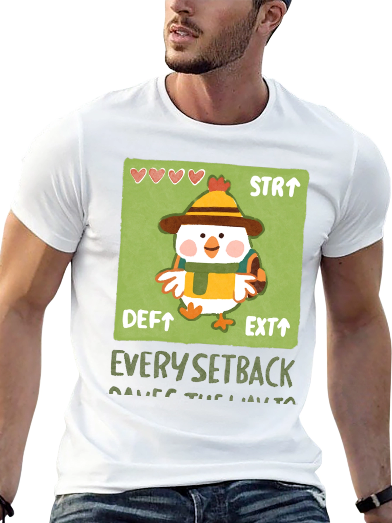 Chicken Game Character Graphic T-Shirt