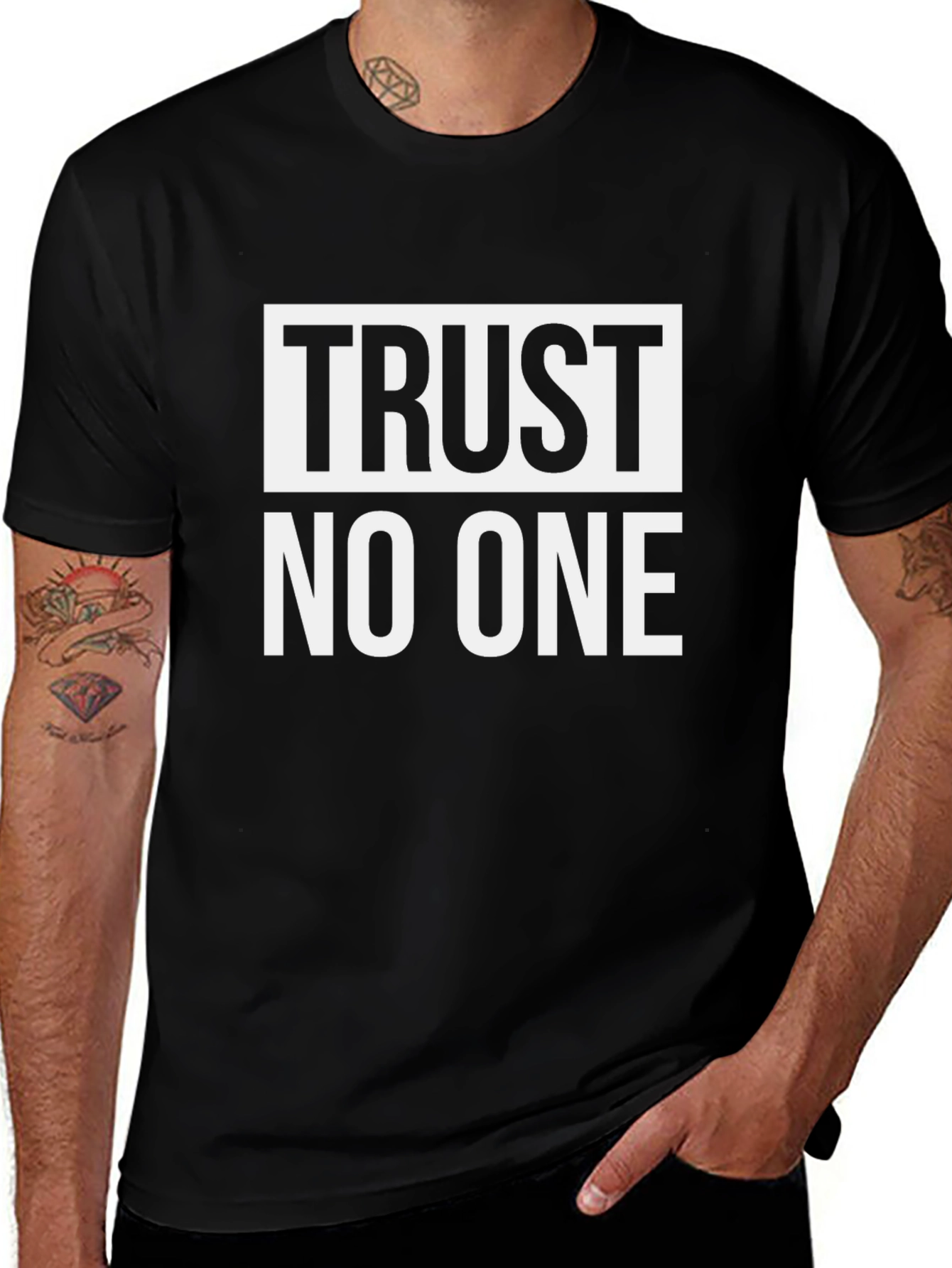 Trust No One Graphic Tee - Mens Black T-Shirt