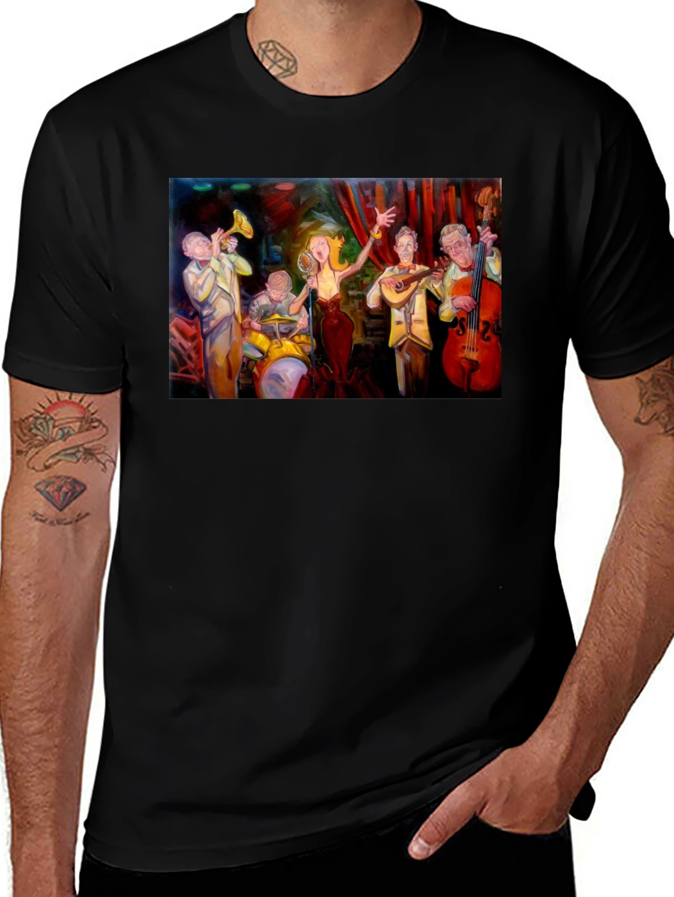Jazz Band Graphic Black T-Shirt