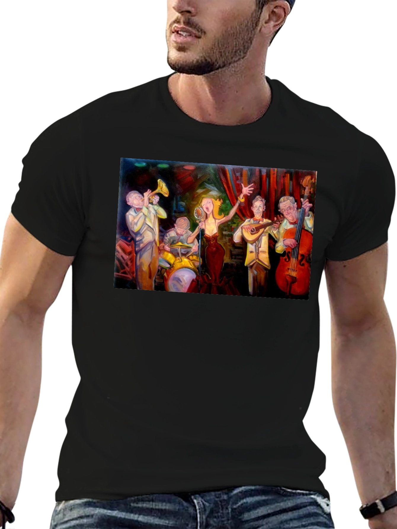 Jazz Band Graphic Black T-Shirt