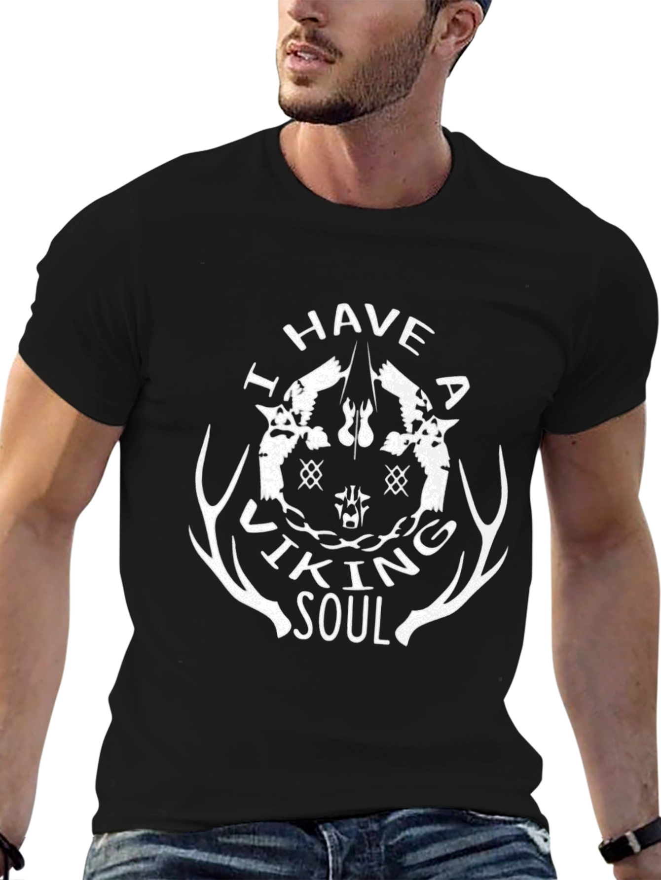 I Have a Viking Soul T-Shirt Black Crew Neck