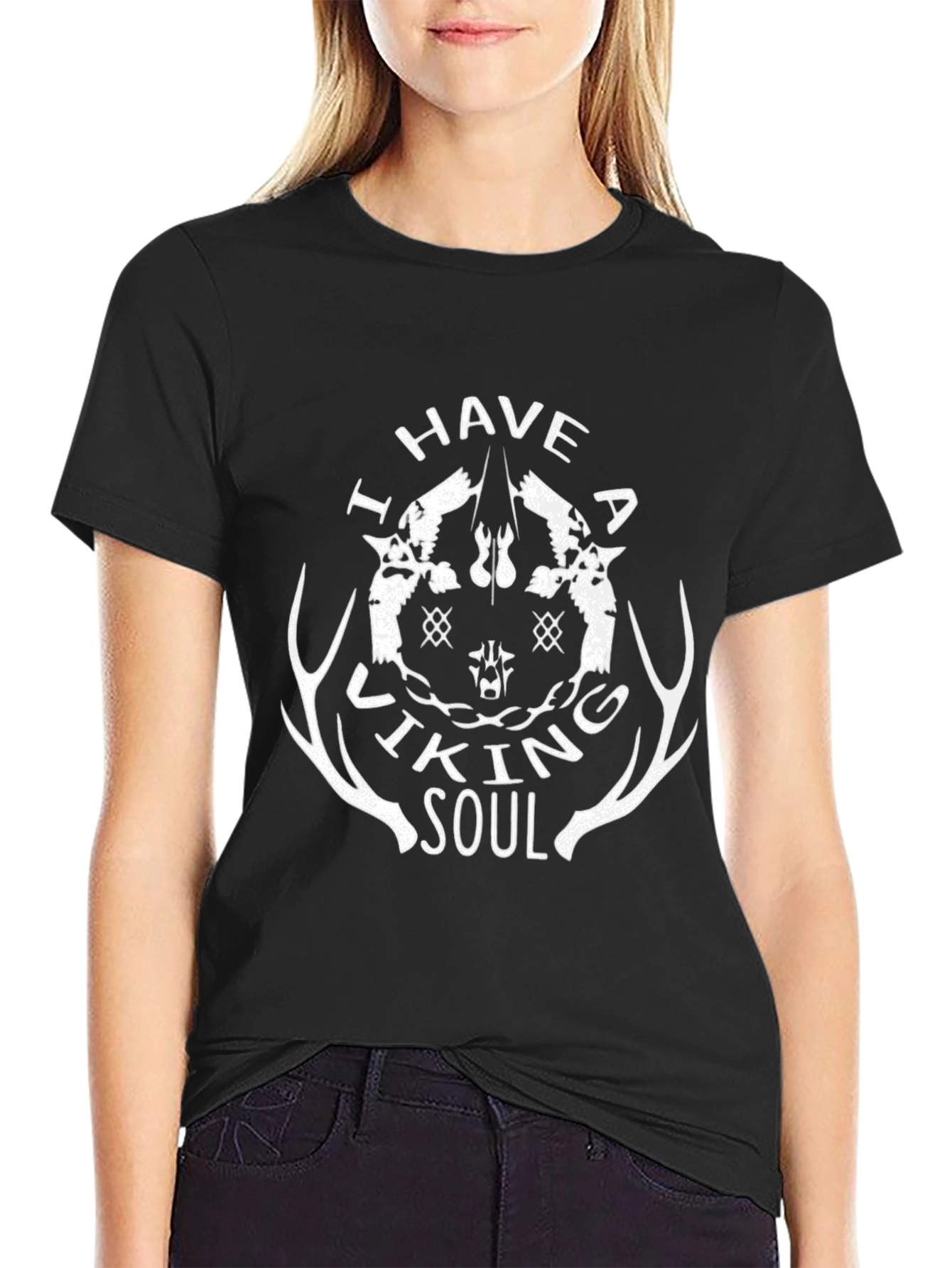 I Have a Viking Soul T-Shirt Black Crew Neck