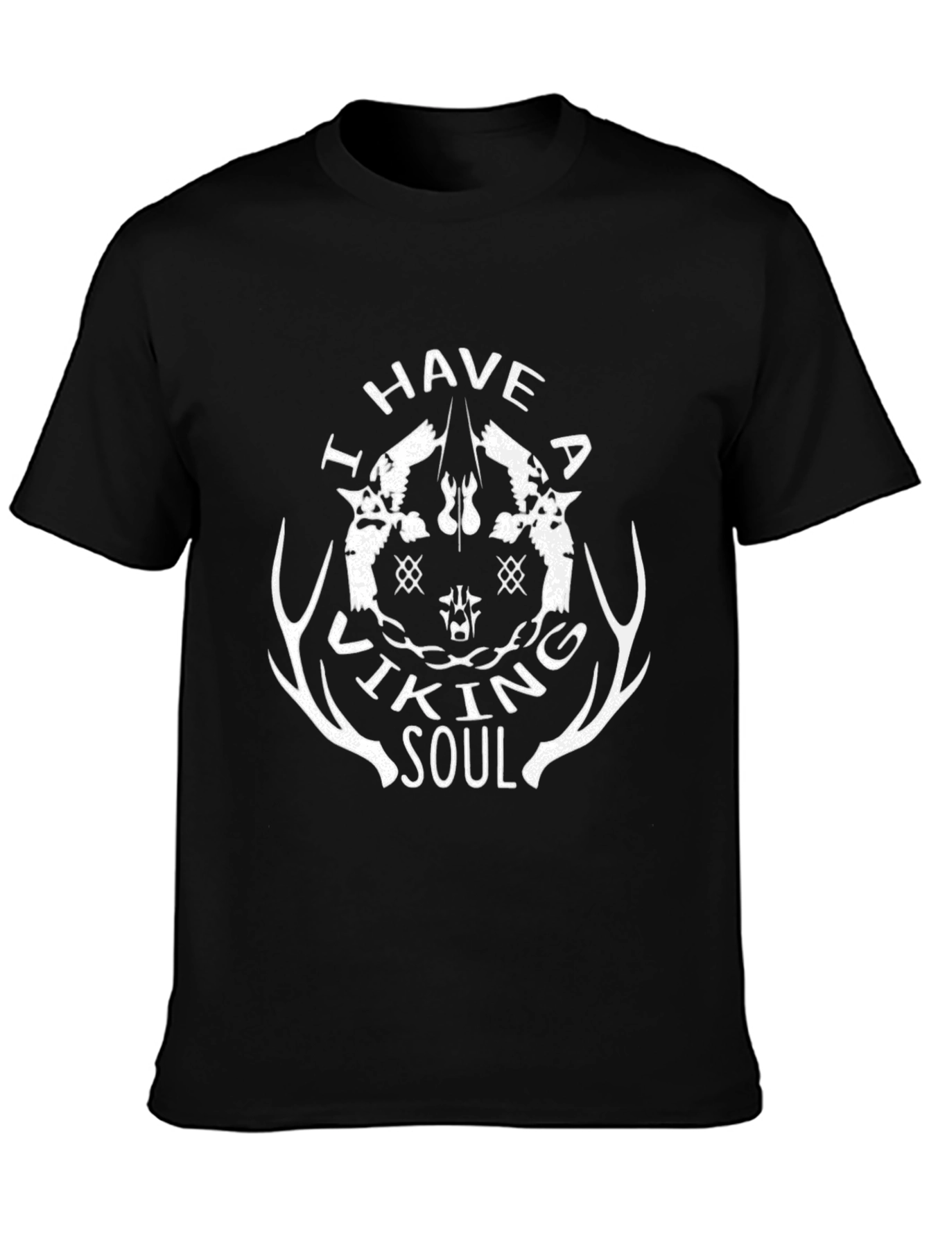 I Have a Viking Soul T-Shirt Black Crew Neck