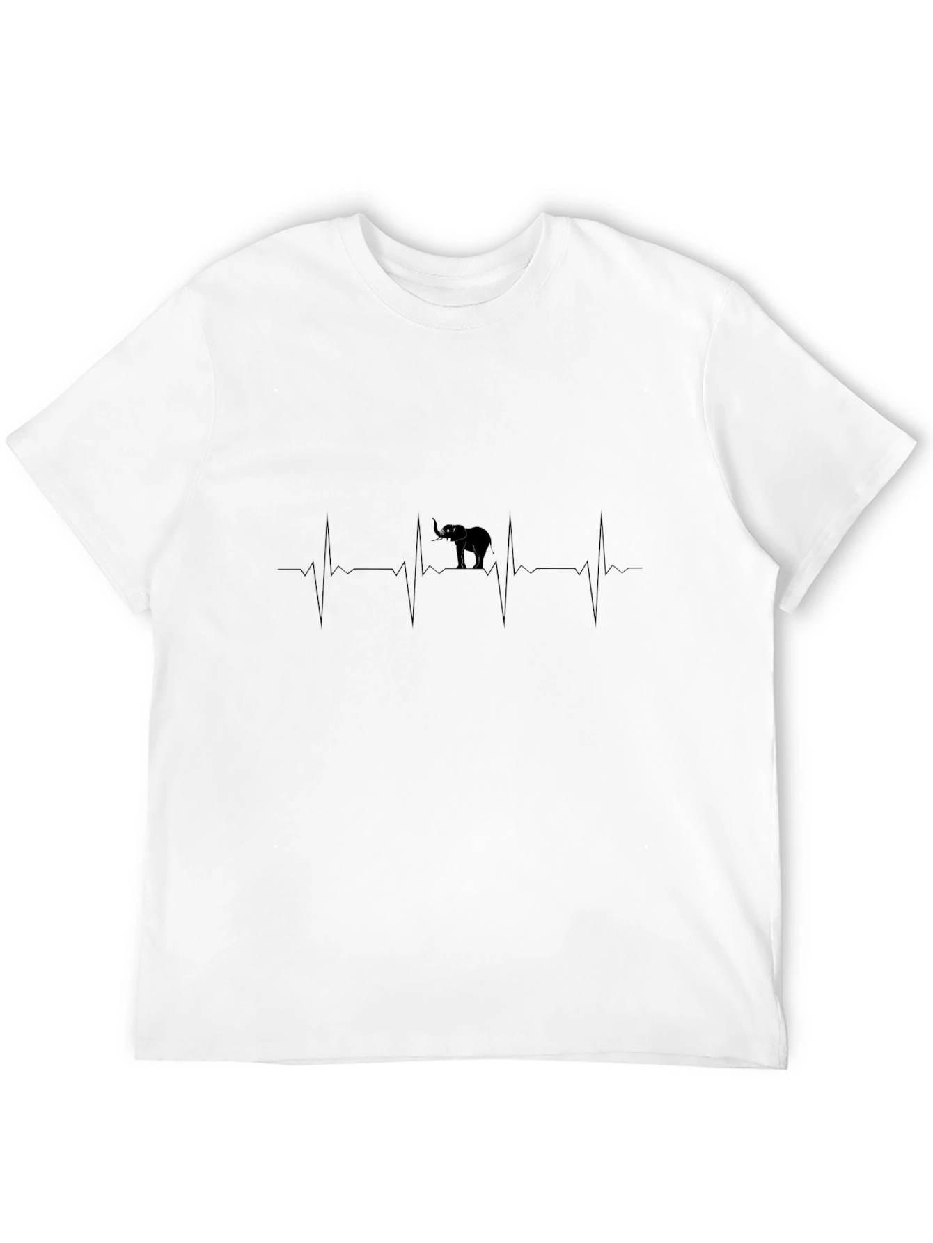 Elephant Heartbeat Graphic Tee - Black Casual T-Shirt