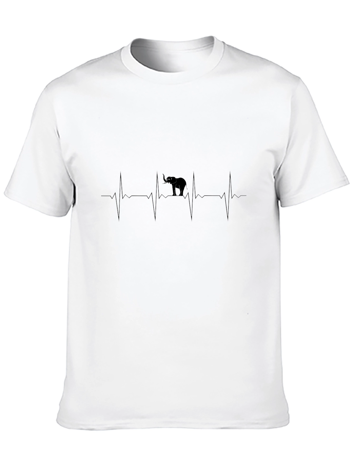 Elephant Heartbeat Graphic Tee - Black Casual T-Shirt