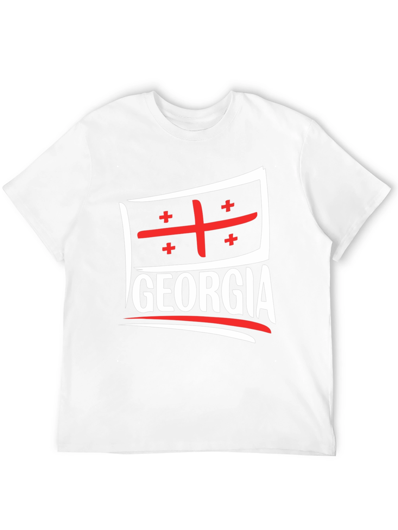 Georgia Flag T-Shirt - Black Crew Neck Tee