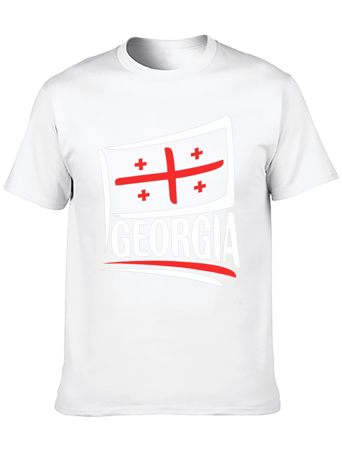 Georgia Flag T-Shirt - Black Crew Neck Tee