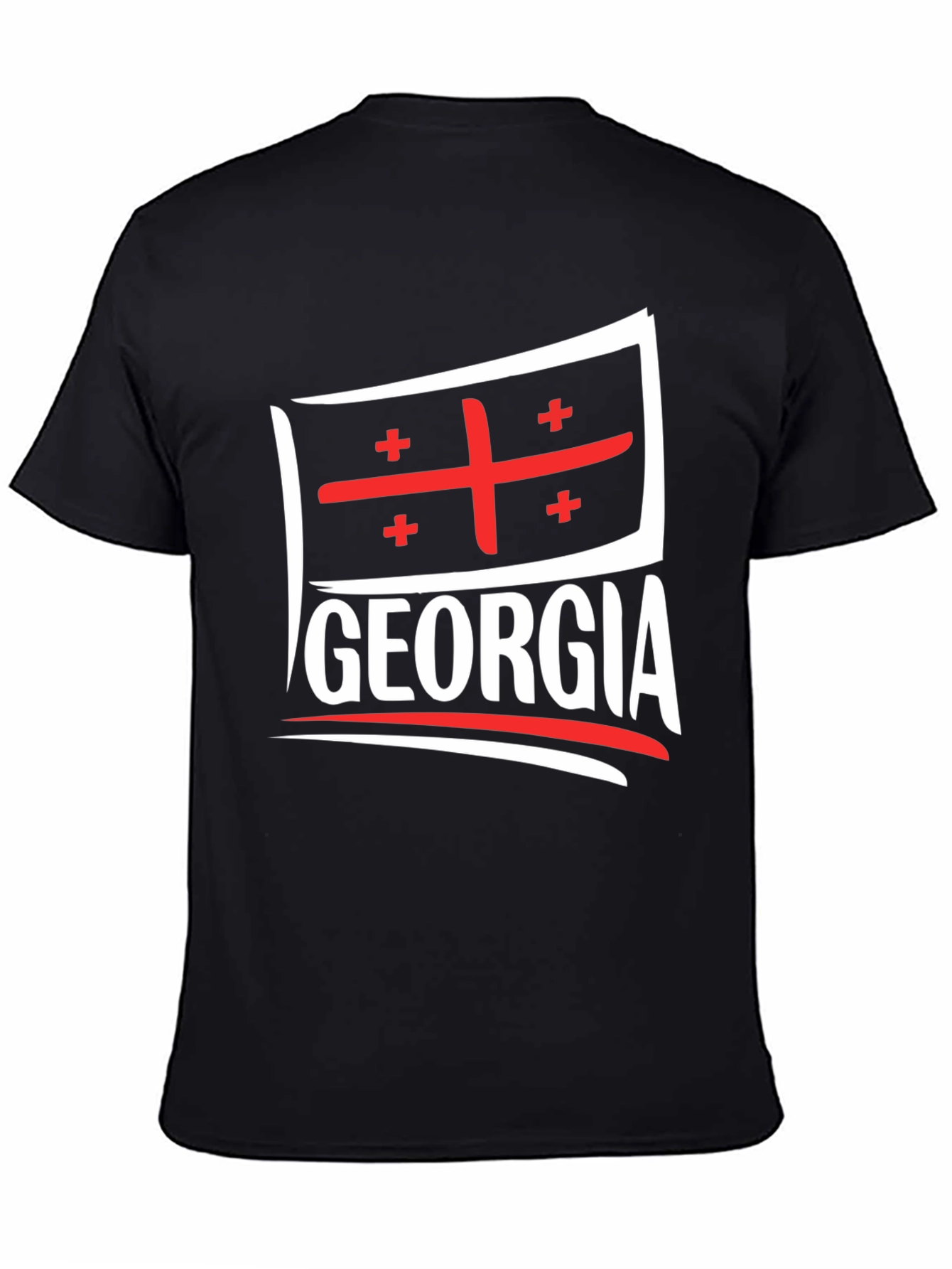 Georgia Flag T-Shirt - Black Crew Neck Tee