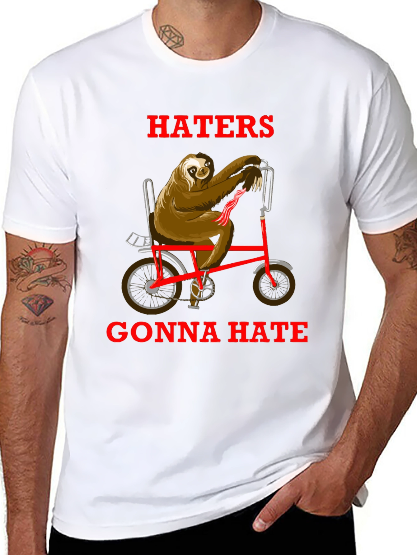 Haters Gonna Hate Sloth on Bike T-Shirt