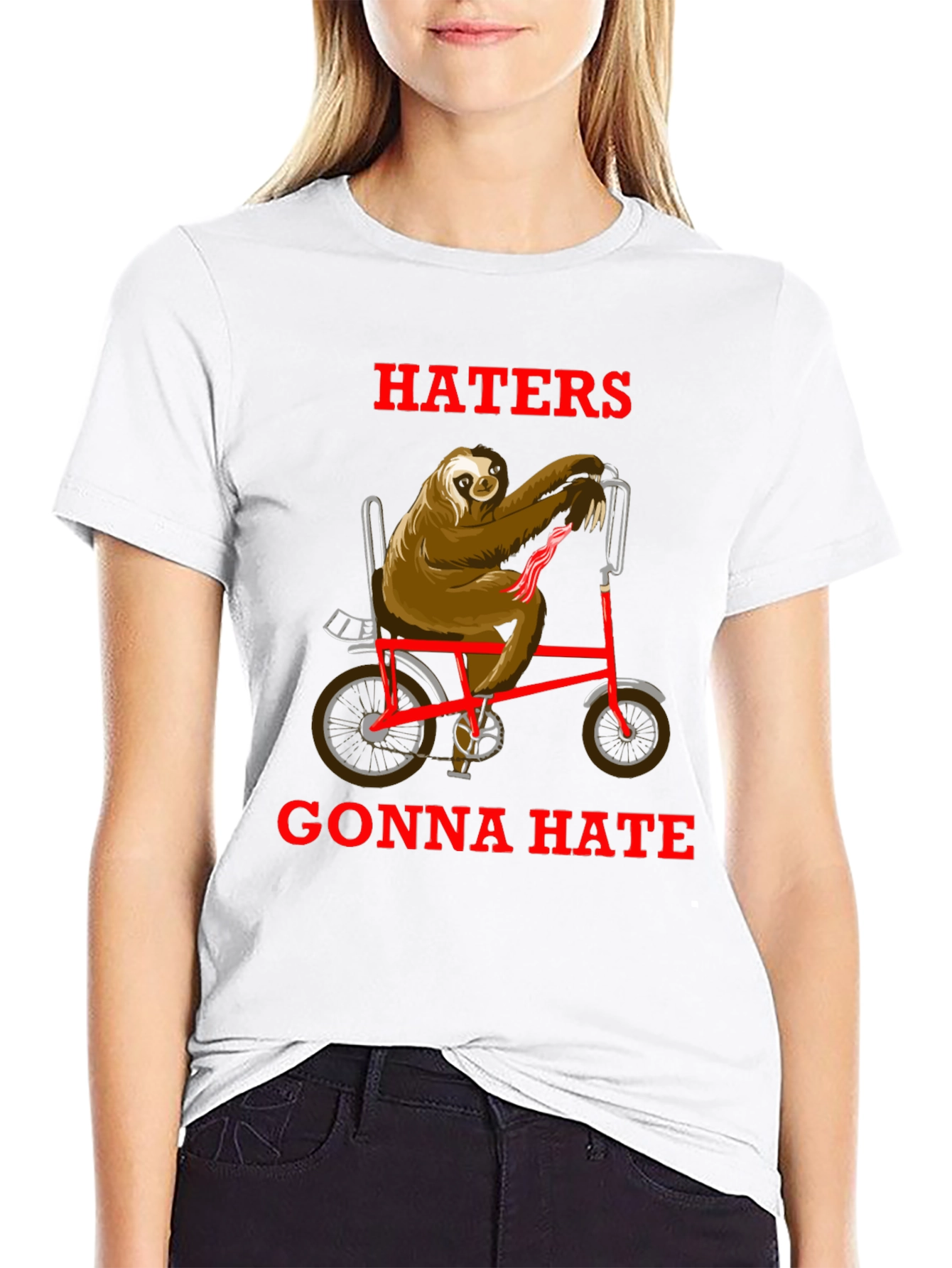Haters Gonna Hate Sloth on Bike T-Shirt