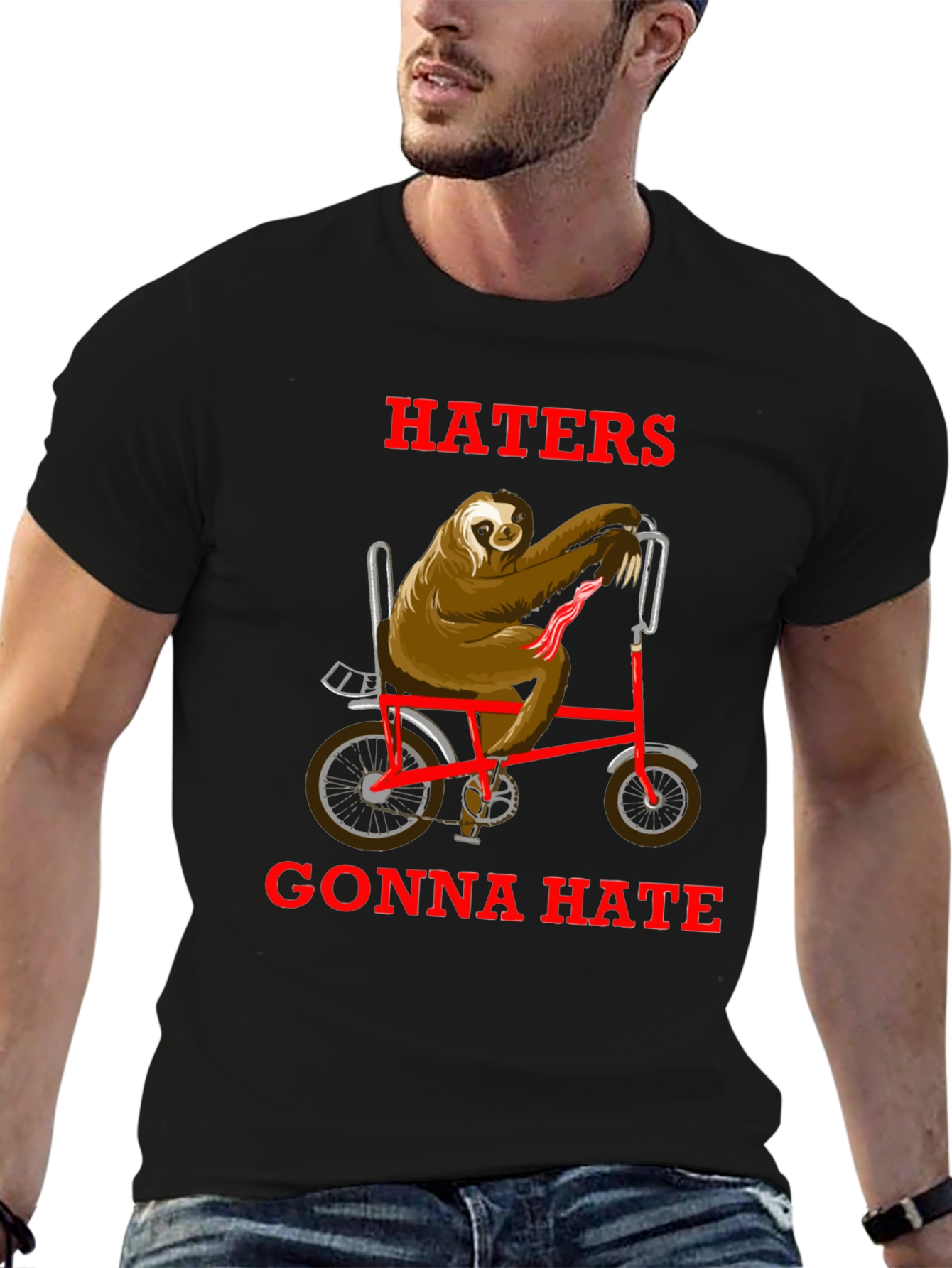 Haters Gonna Hate Sloth on Bike T-Shirt