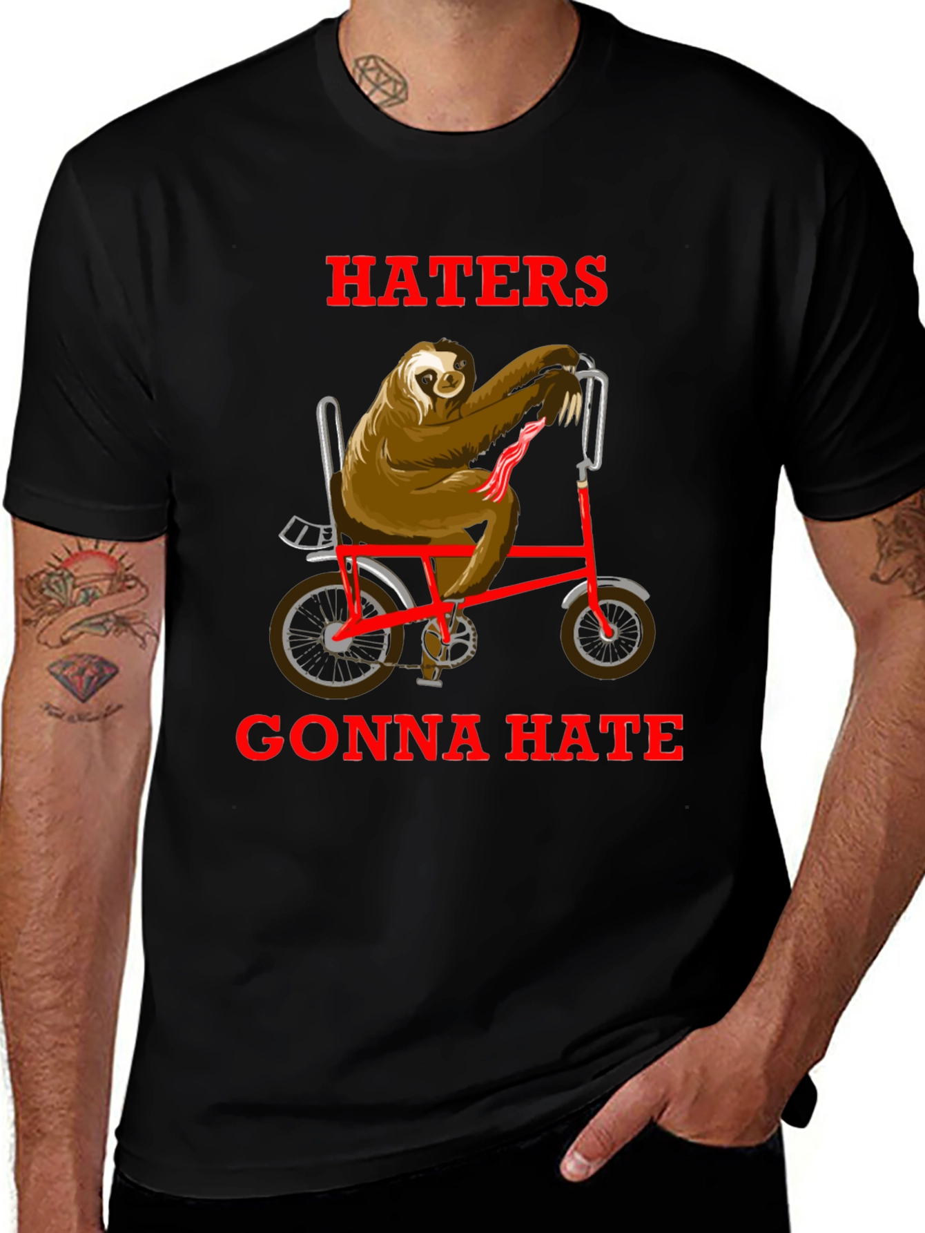 Haters Gonna Hate Sloth on Bike T-Shirt
