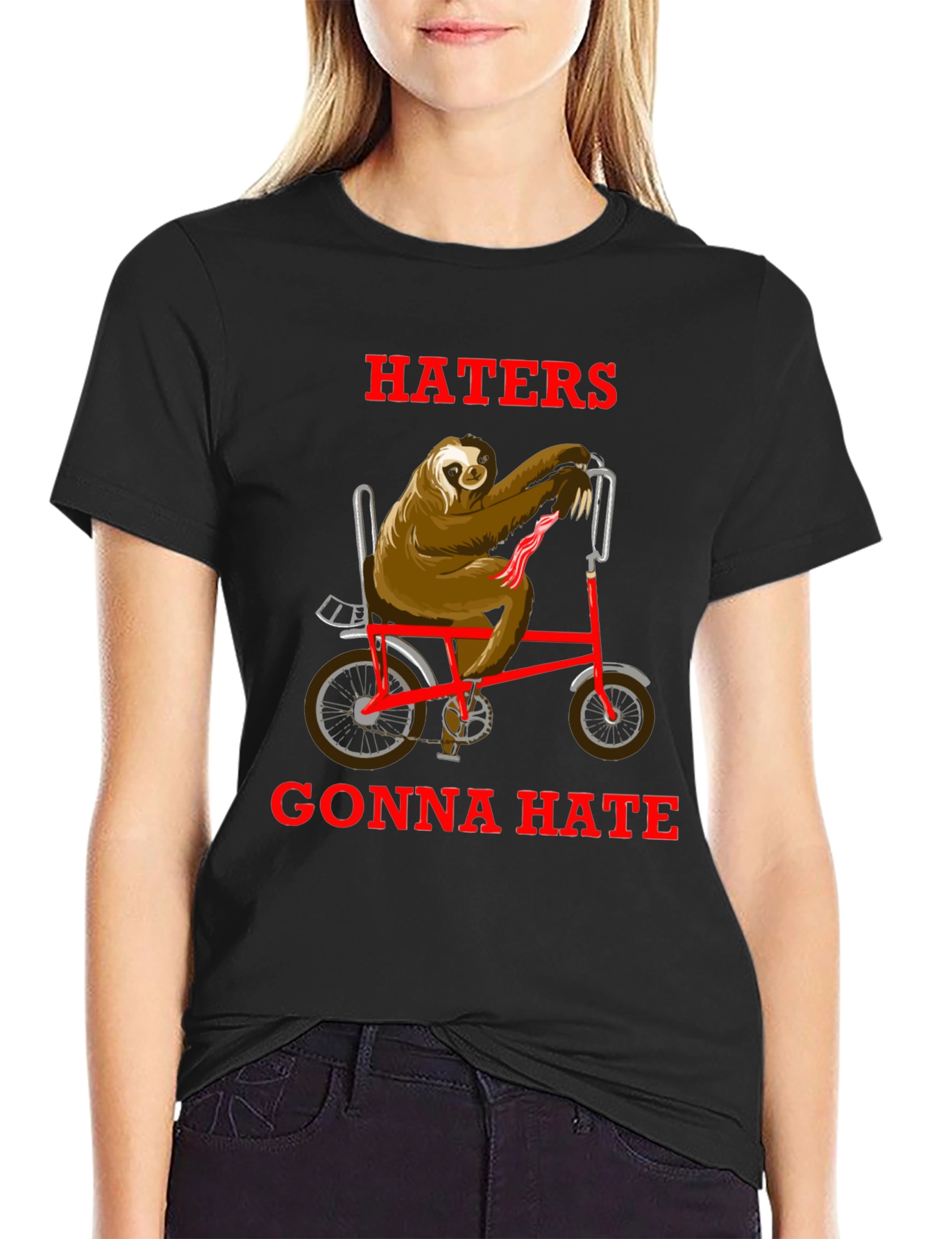 Haters Gonna Hate Sloth on Bike T-Shirt