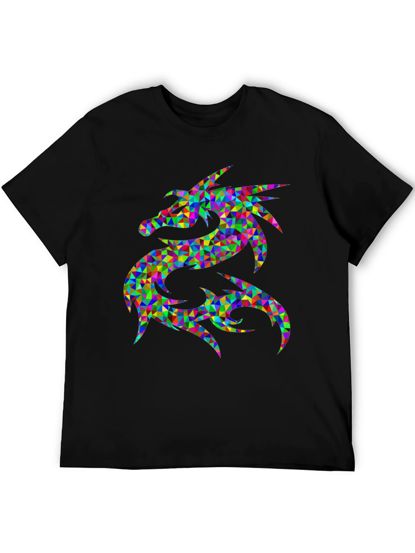 Prismatic Dragon Graphic Black T-Shirt