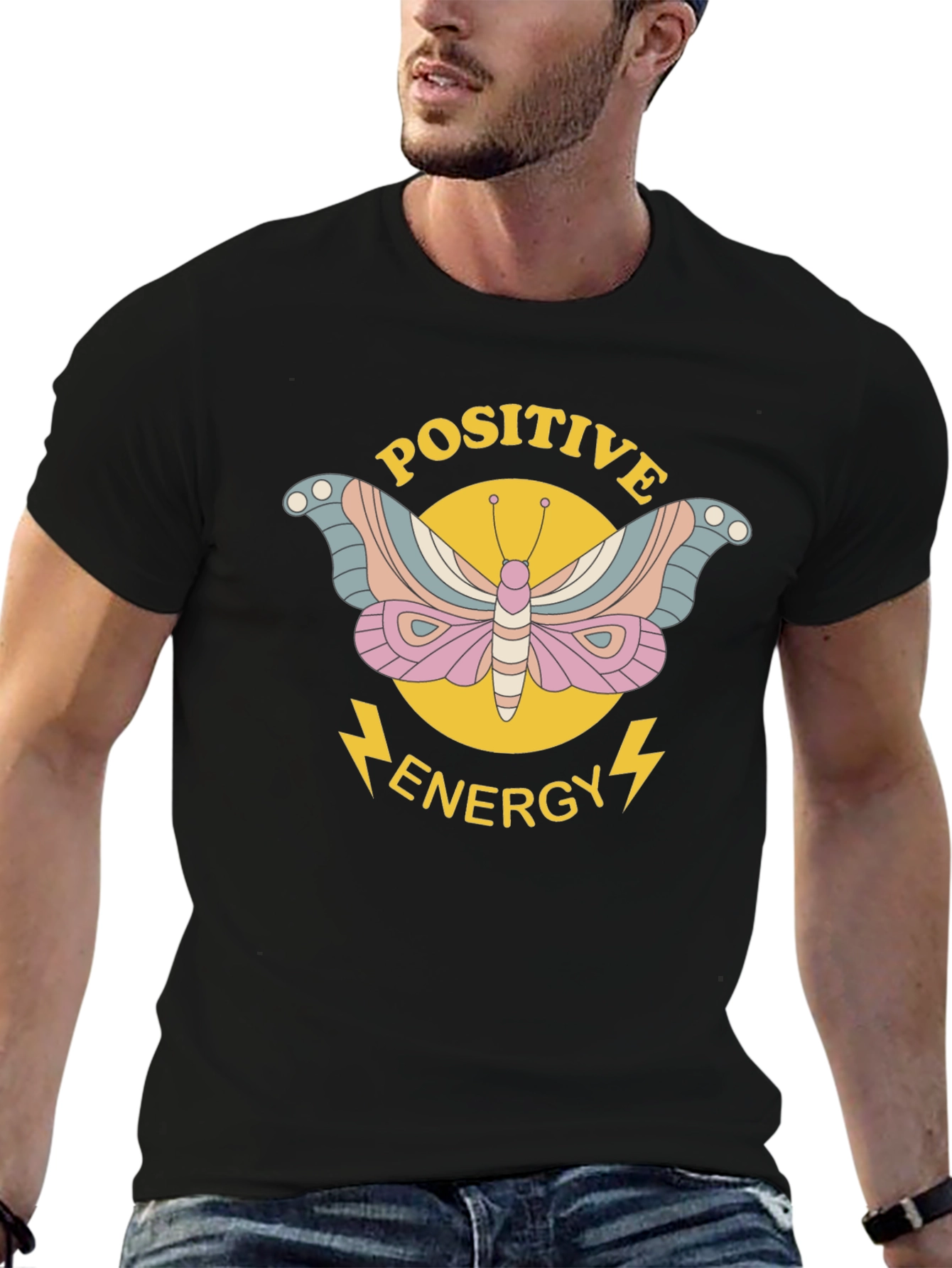 Positive Energy Butterfly Graphic Tee - Black