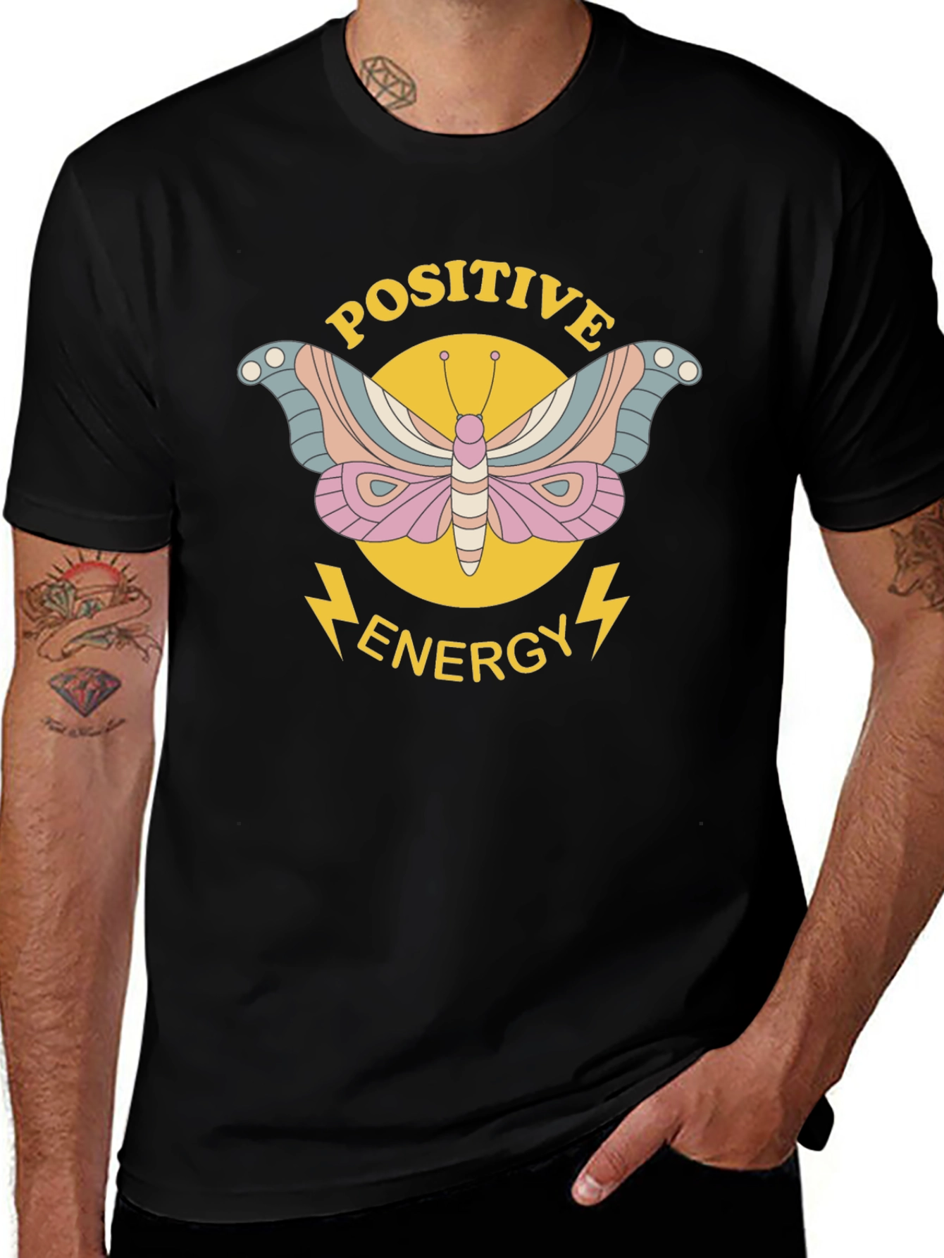 Positive Energy Butterfly Graphic Tee - Black