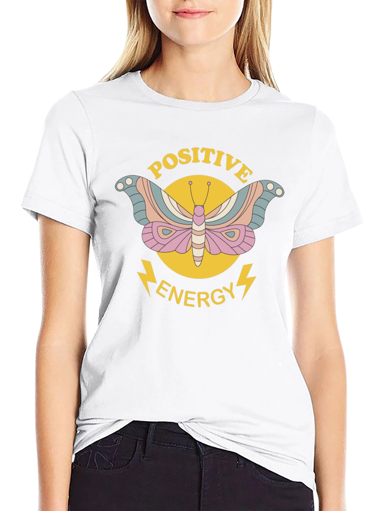 Positive Energy Butterfly Graphic Tee - Black