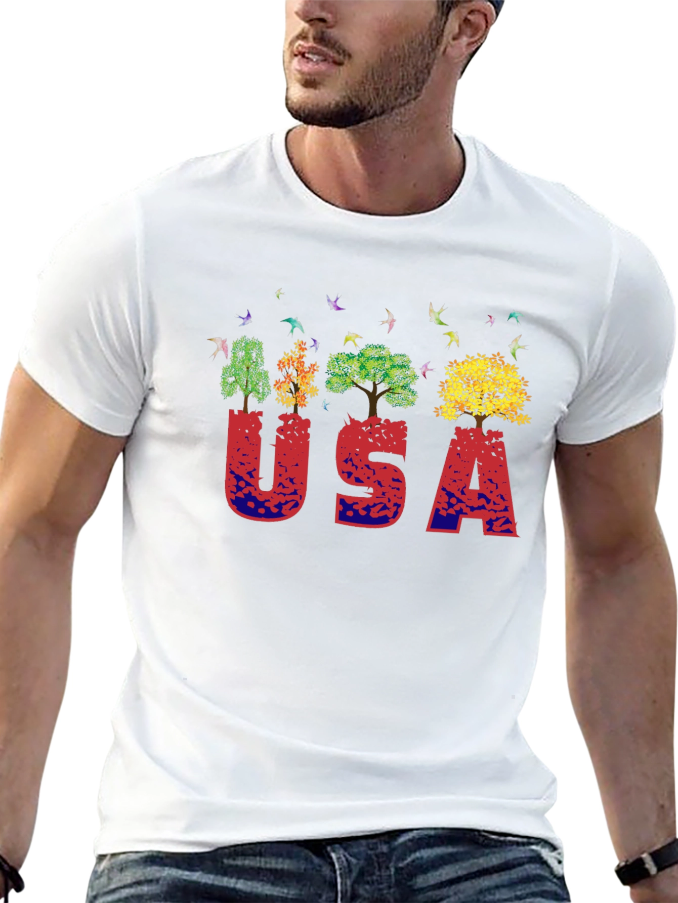 USA Nature Trees Graphic T-Shirt