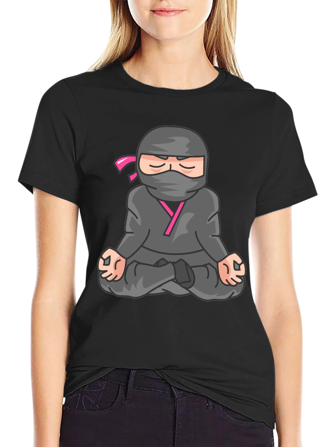 Meditating Ninja Graphic Tee - Black T-Shirt