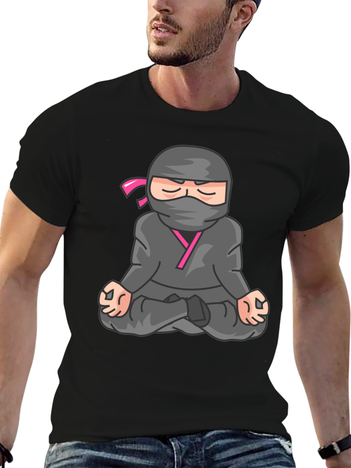 Meditating Ninja Graphic Tee - Black T-Shirt