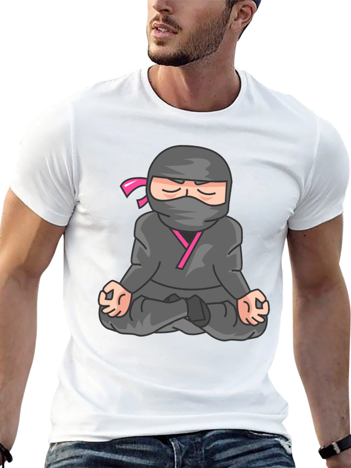 Meditating Ninja Graphic Tee - Black T-Shirt