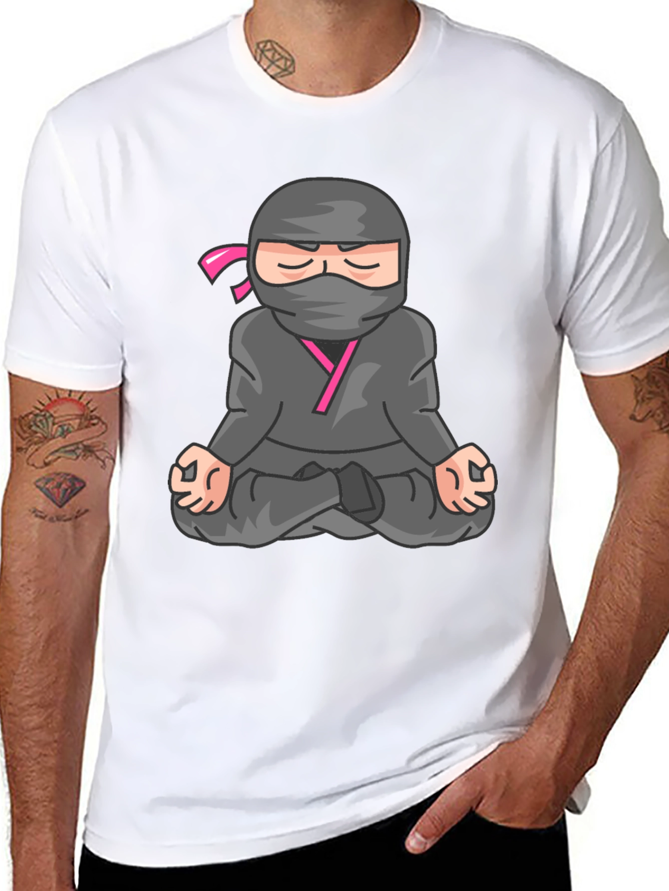 Meditating Ninja Graphic Tee - Black T-Shirt