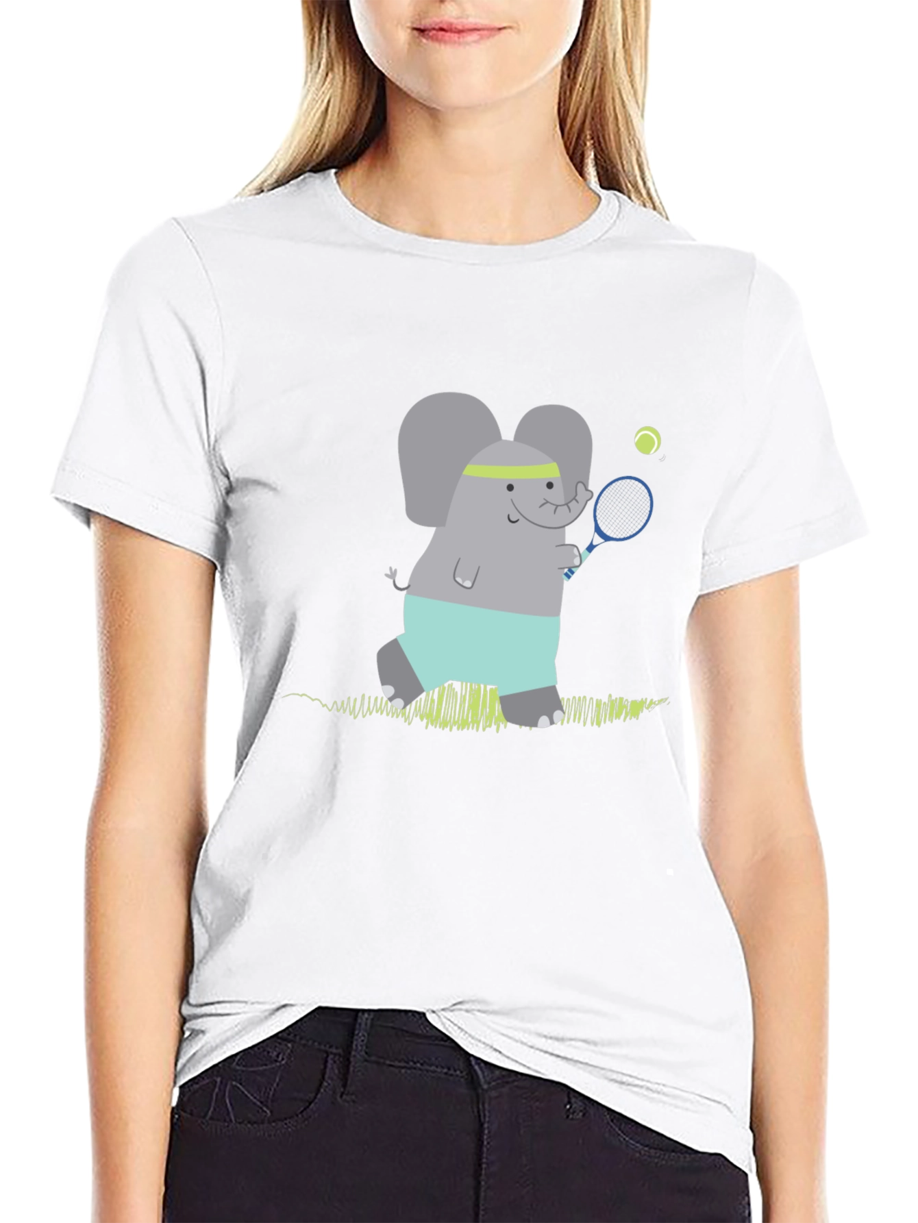 Elephant Tennis Player Graphic T-Shirt