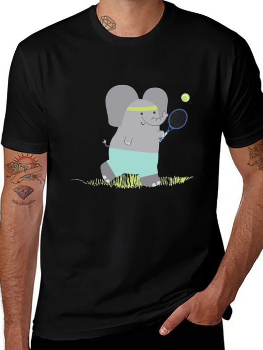 Elephant Tennis Player Graphic T-Shirt