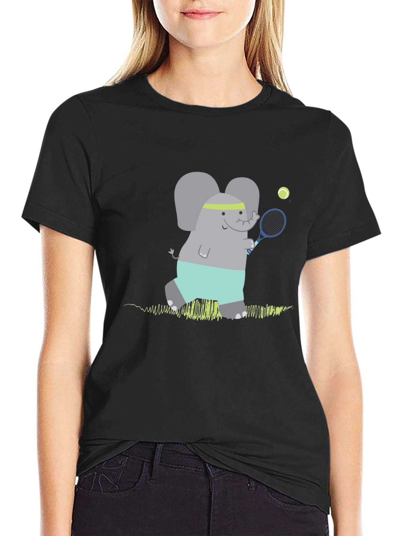 Elephant Tennis Player Graphic T-Shirt