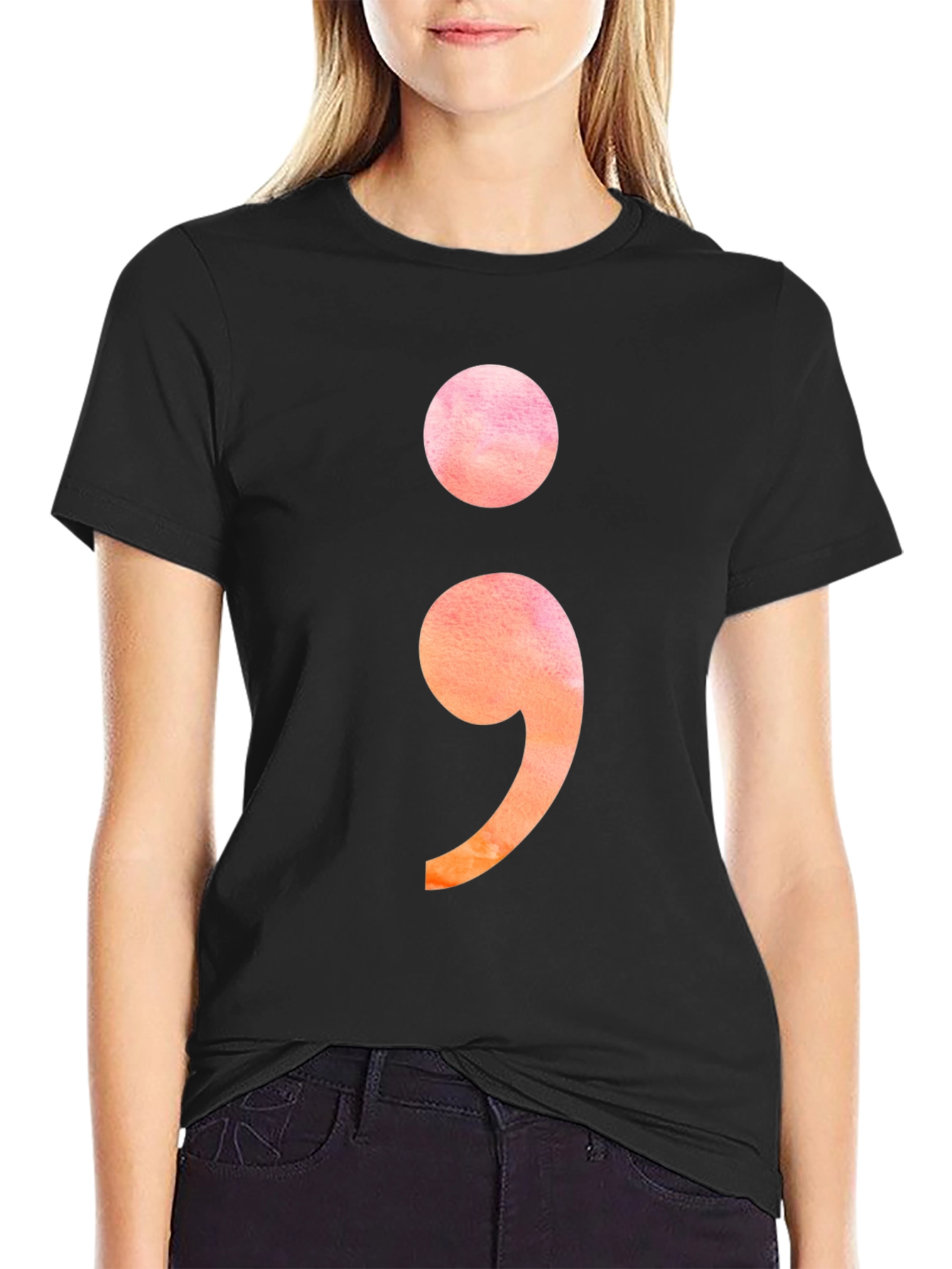 Semicolon Graphic Tee - Stylish Mental Health Awareness T-Shirt