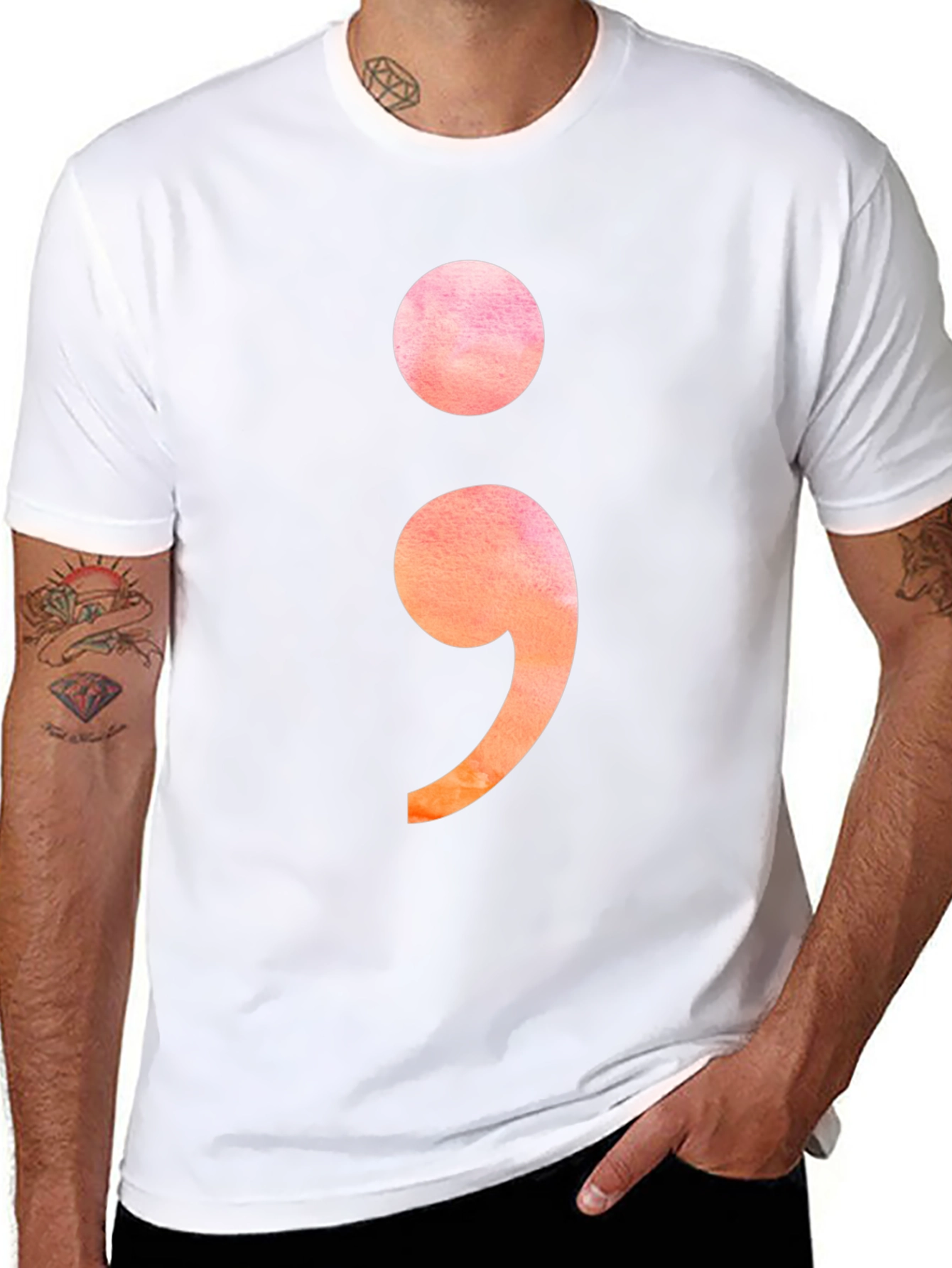 Semicolon Graphic Tee - Stylish Mental Health Awareness T-Shirt