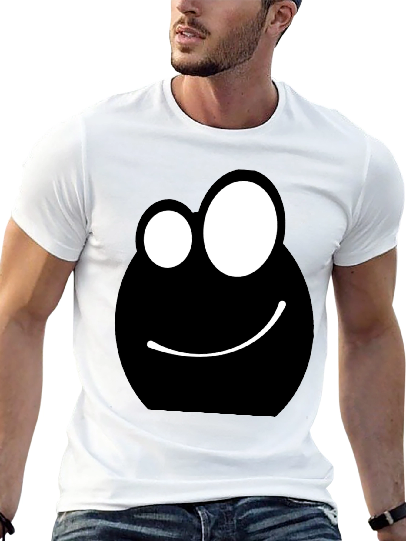Funny Face Graphic Tee - Black Cotton T-Shirt