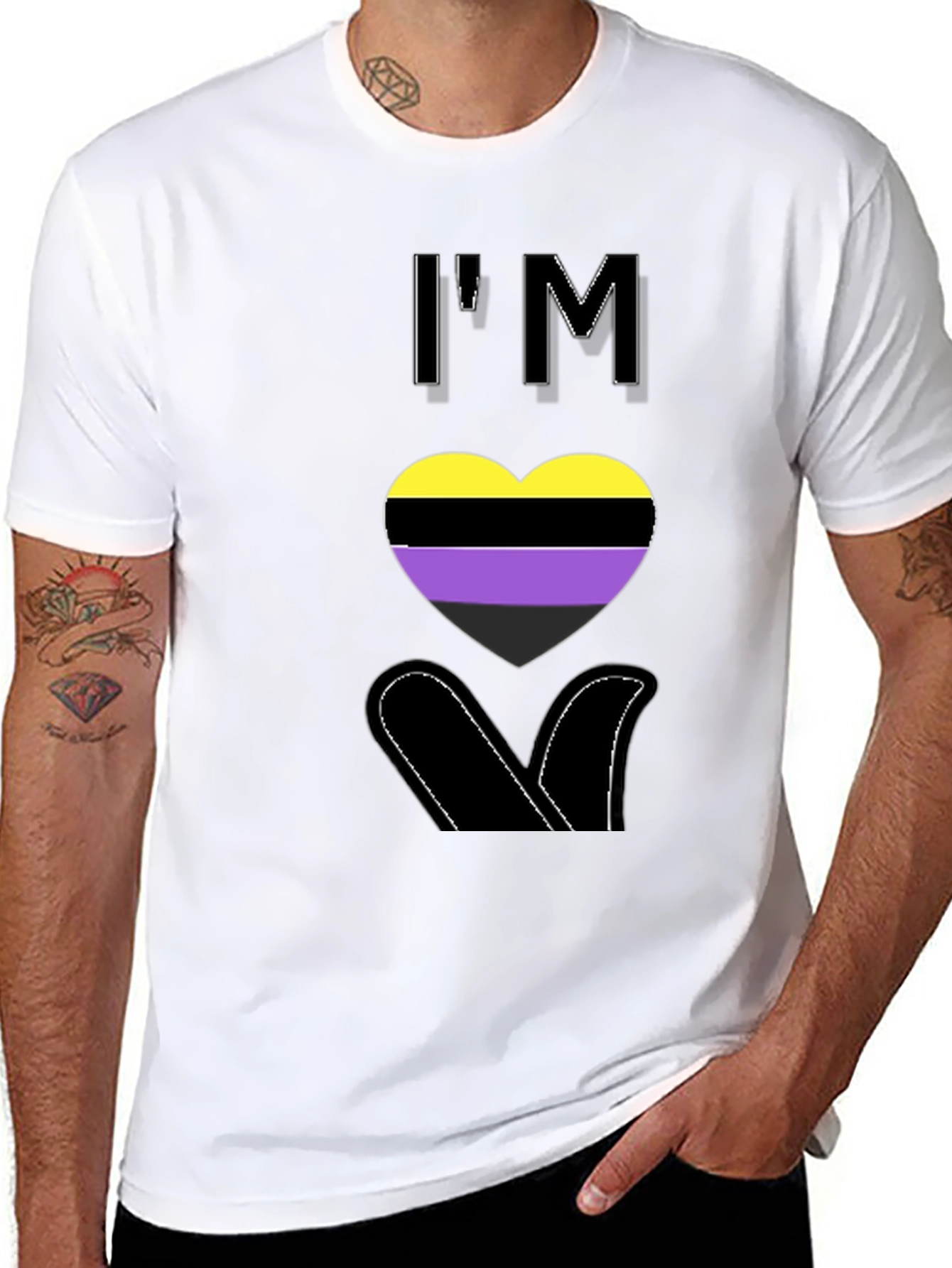 Nonbinary Pride Heart T-Shirt - LGBTQ+ Love