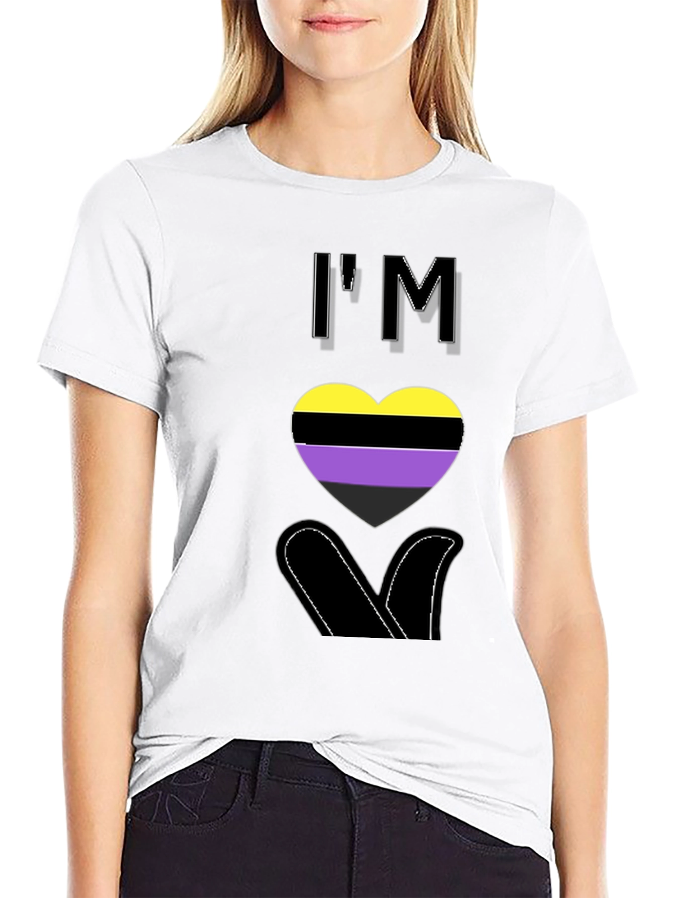 Nonbinary Pride Heart T-Shirt - LGBTQ+ Love