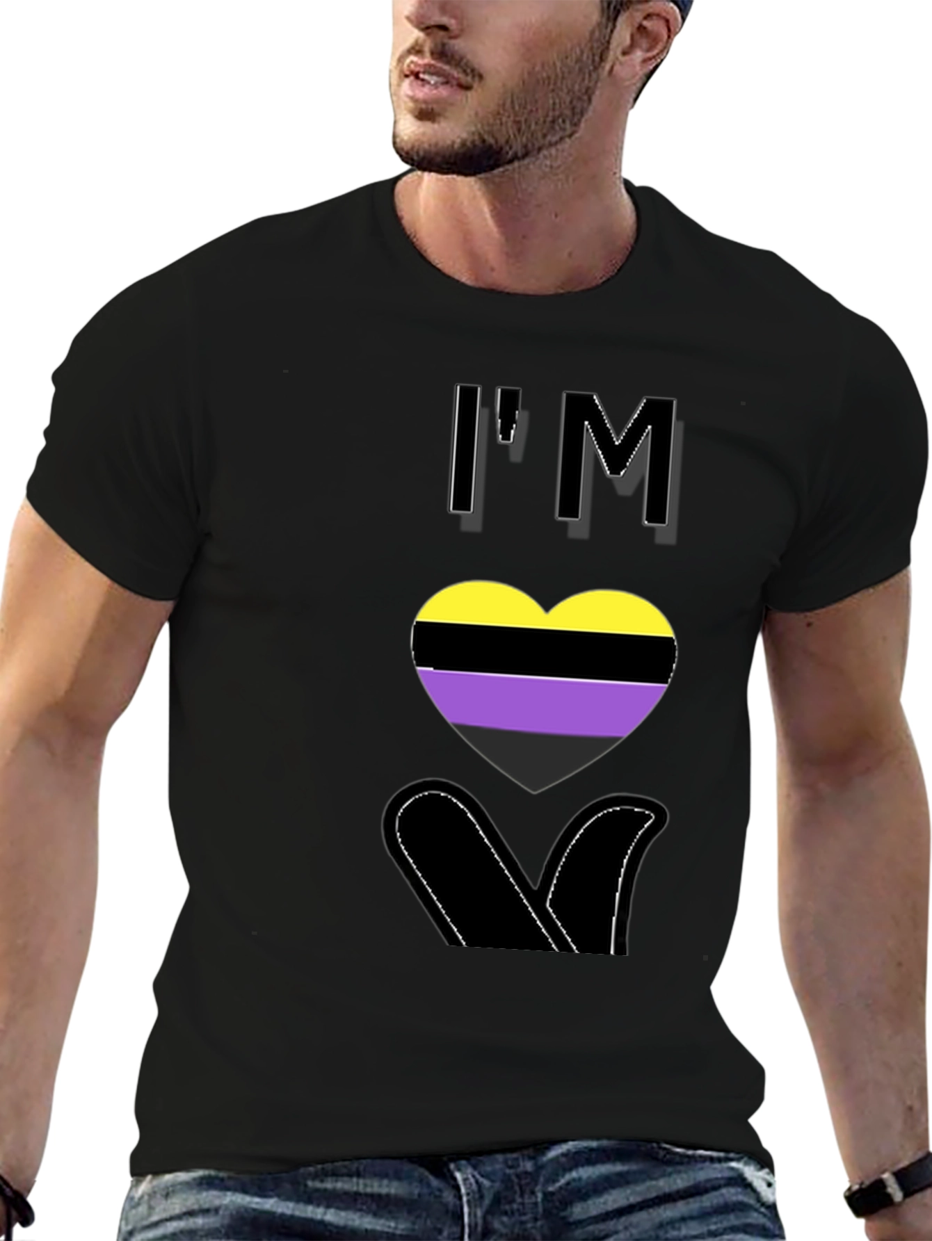 Nonbinary Pride Heart T-Shirt - LGBTQ+ Love