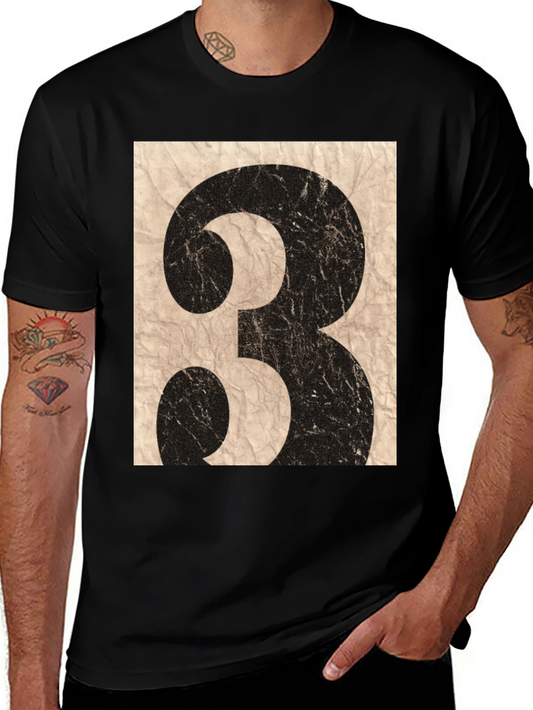 Vintage Number 3 Graphic Tee - Black