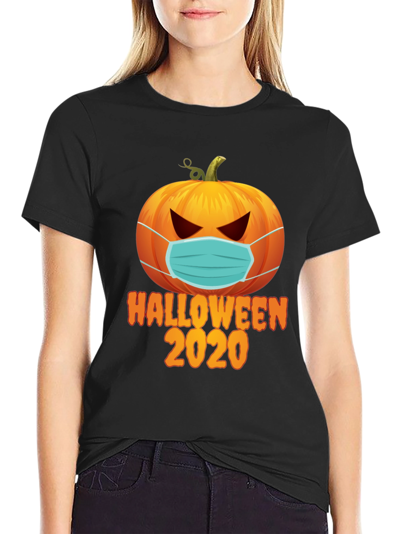 Halloween 2020 Masked Pumpkin Graphic Tee