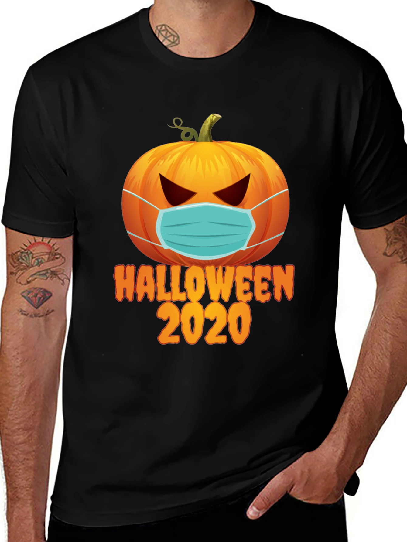 Halloween 2020 Masked Pumpkin Graphic Tee