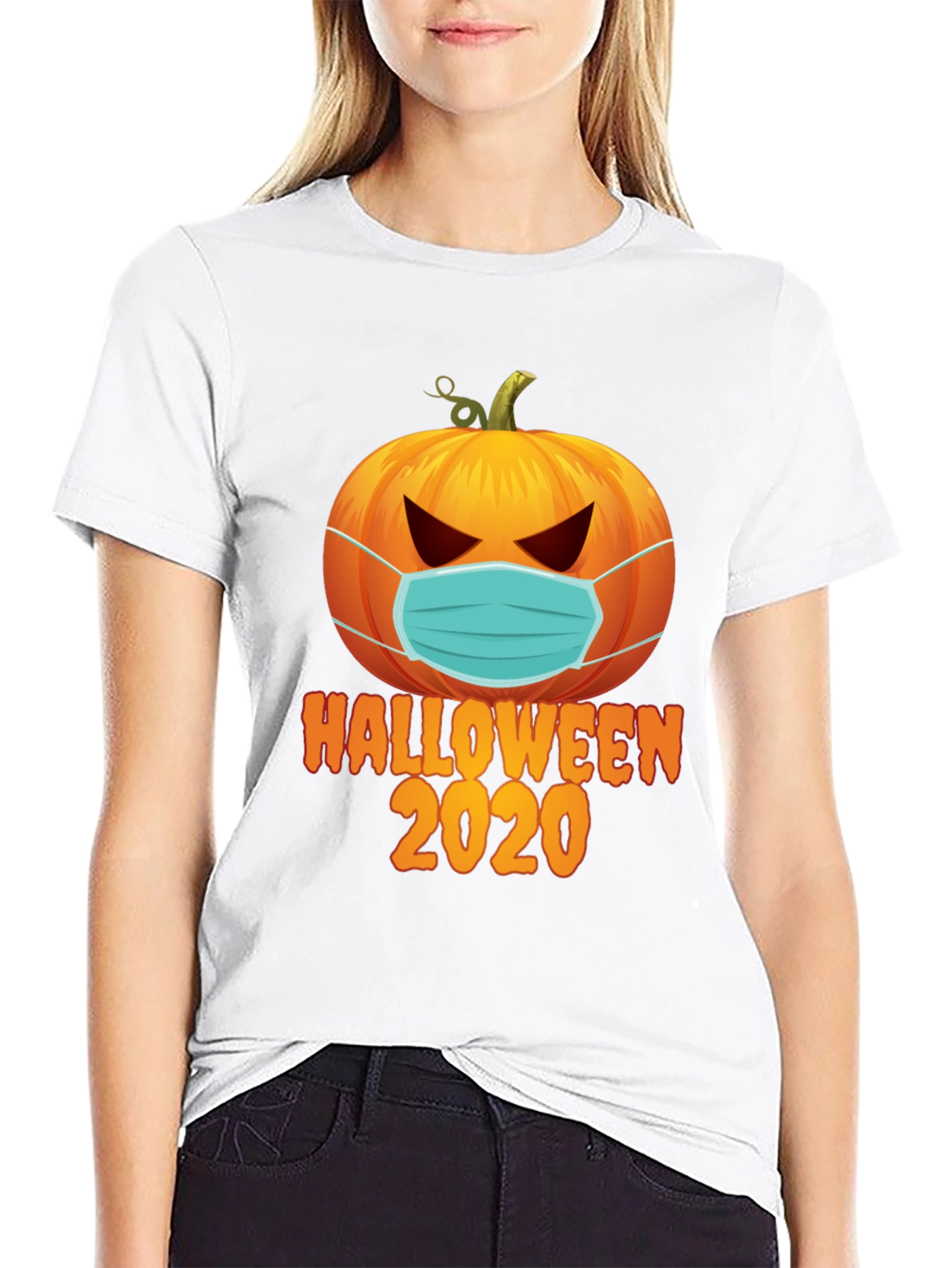 Halloween 2020 Masked Pumpkin Graphic Tee