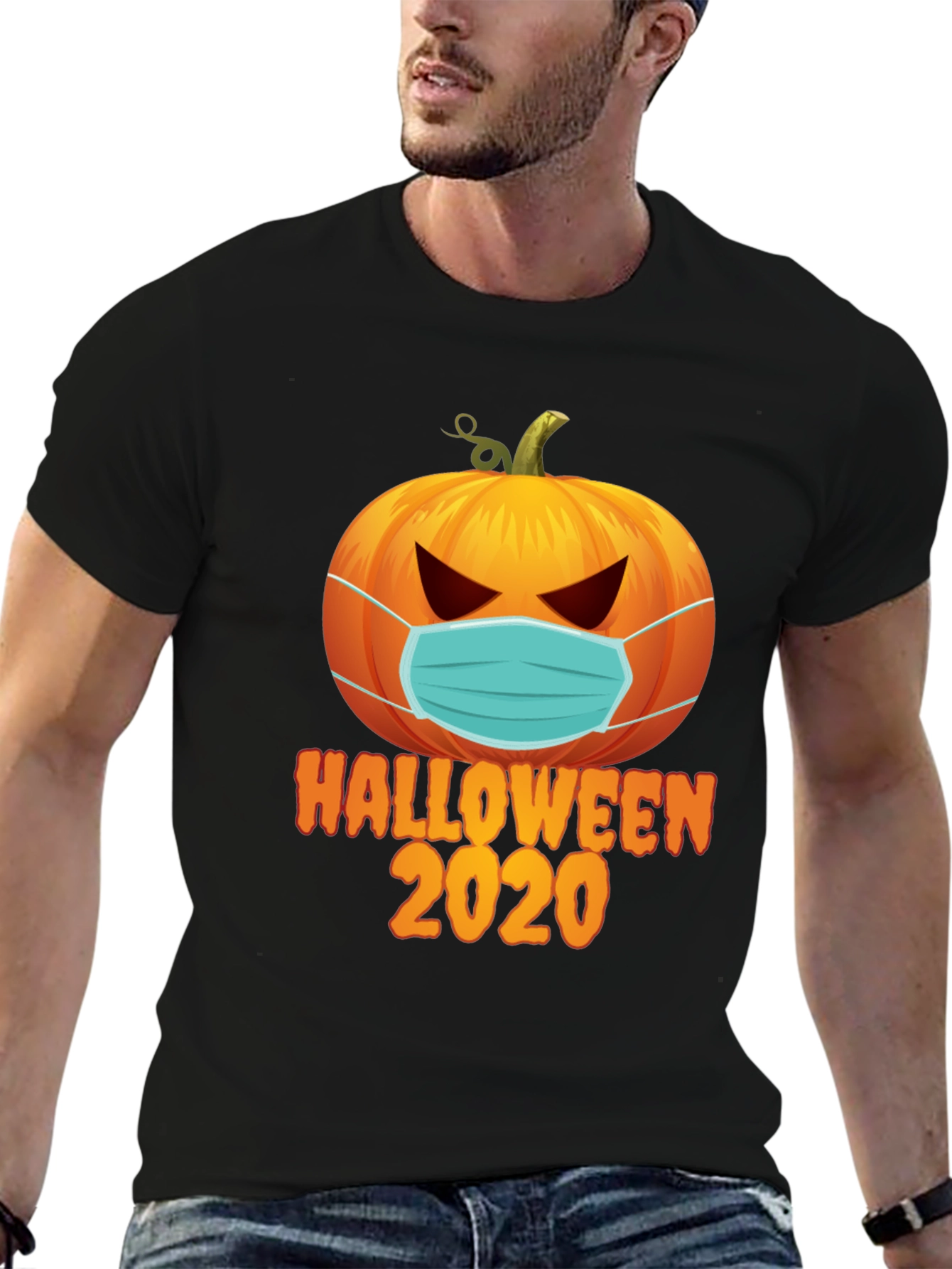 Halloween 2020 Masked Pumpkin Graphic Tee