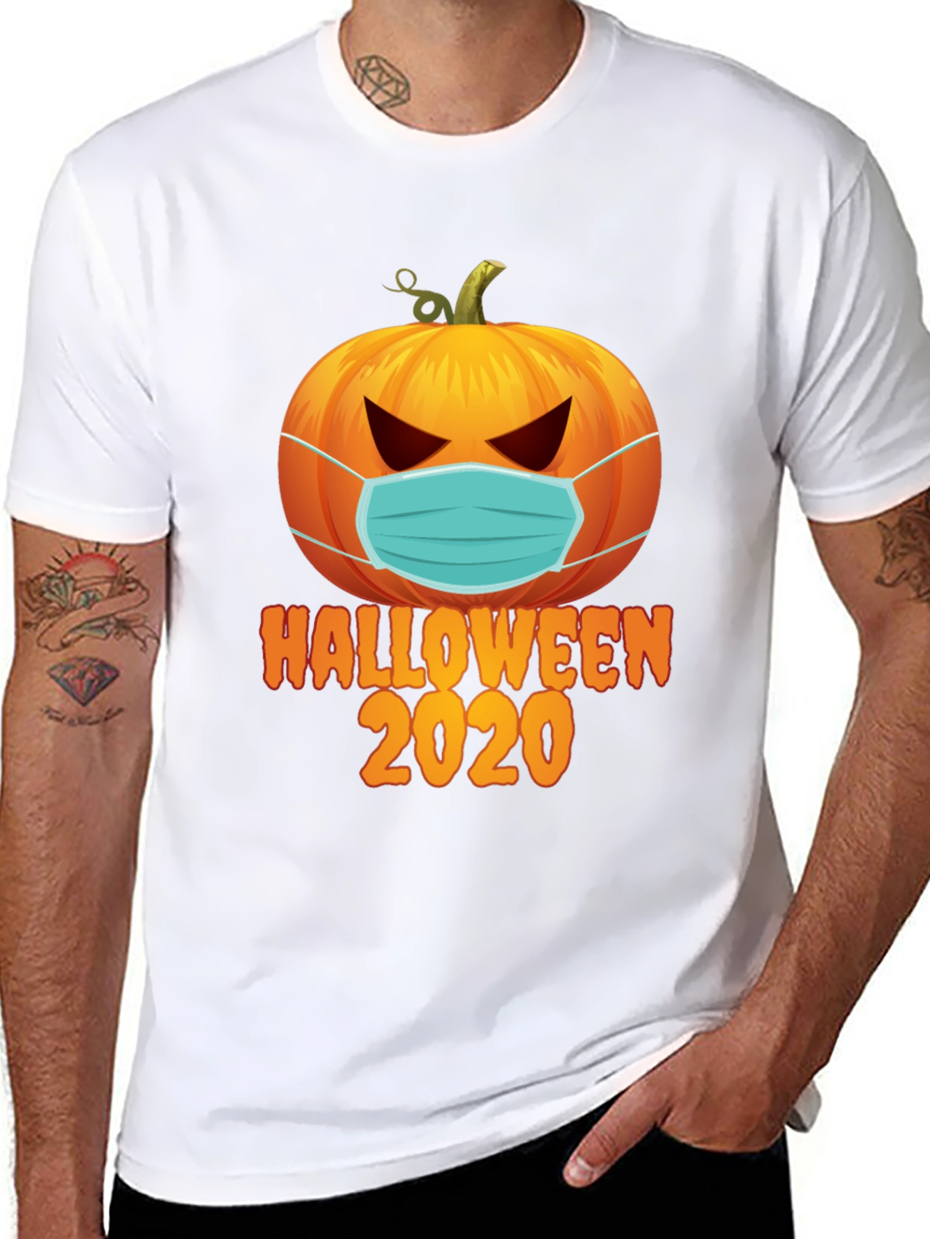 Halloween 2020 Masked Pumpkin Graphic Tee