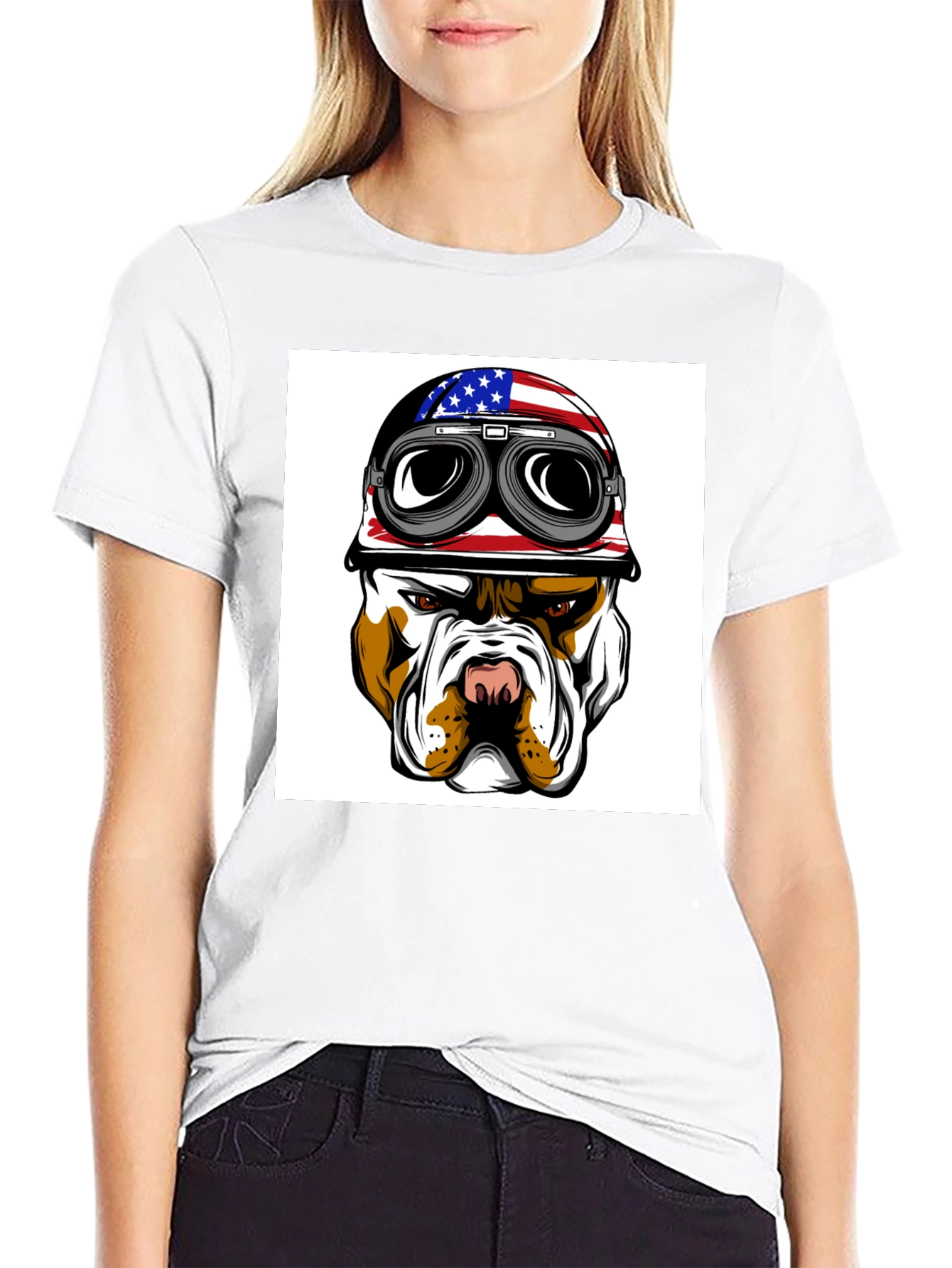 Cool Bulldog Biker T-Shirt
