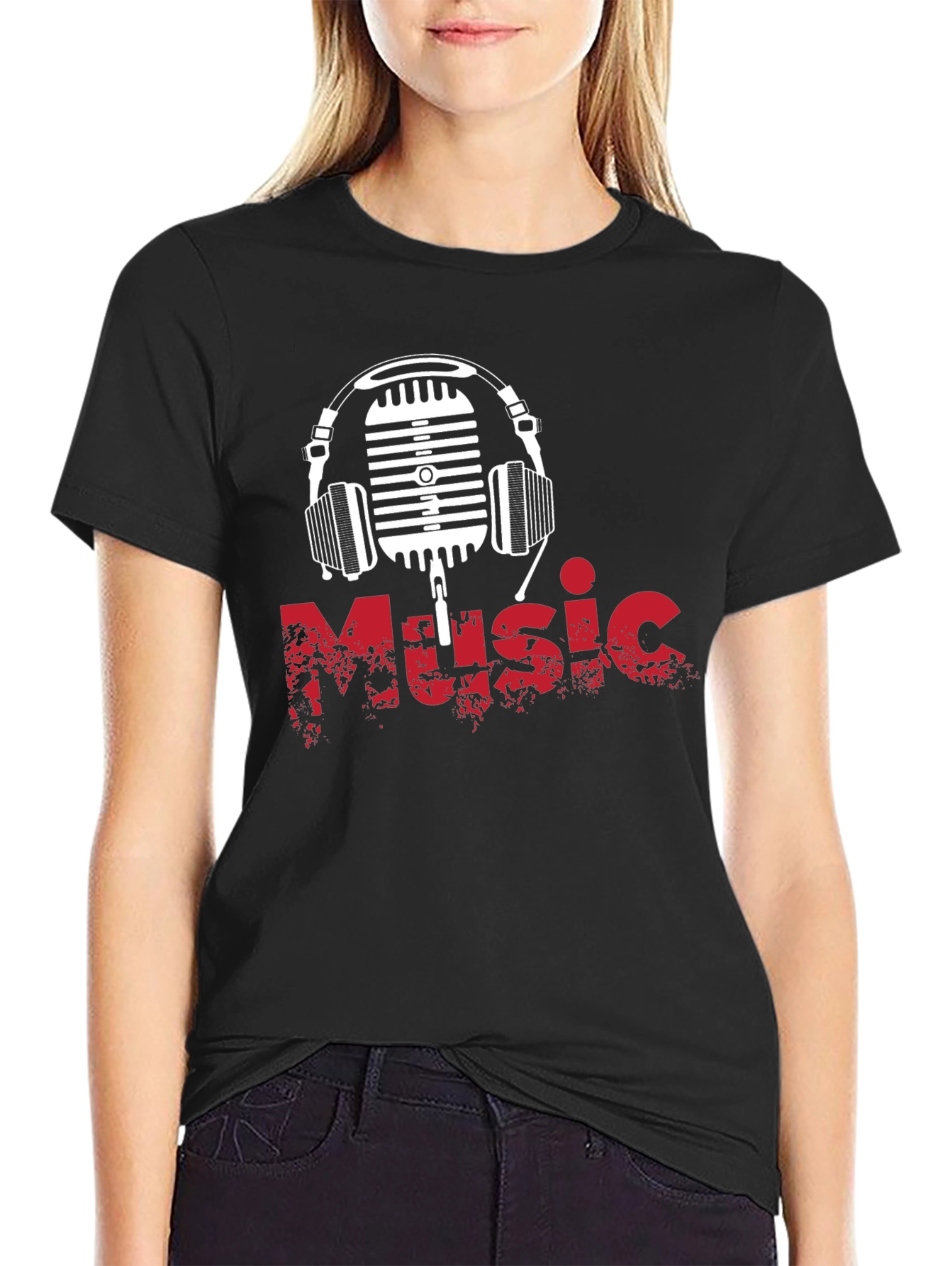 Music Lover Graphic T-Shirt - Microphone & Headphones